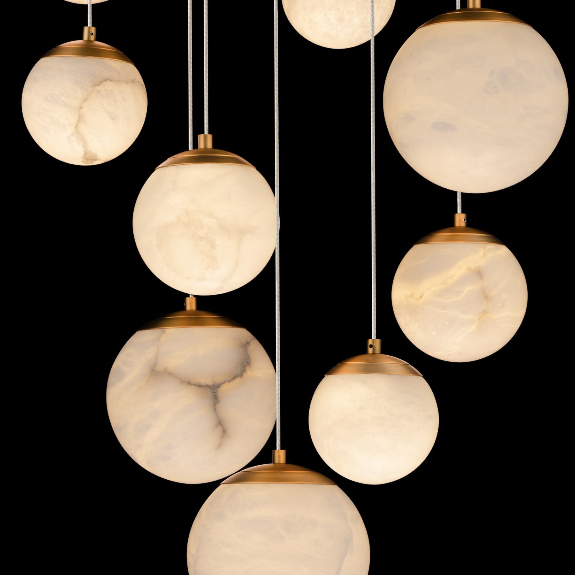 Pisces 17" 9-Light LED Pendant, Aged Brass Finish - Bees Lighting