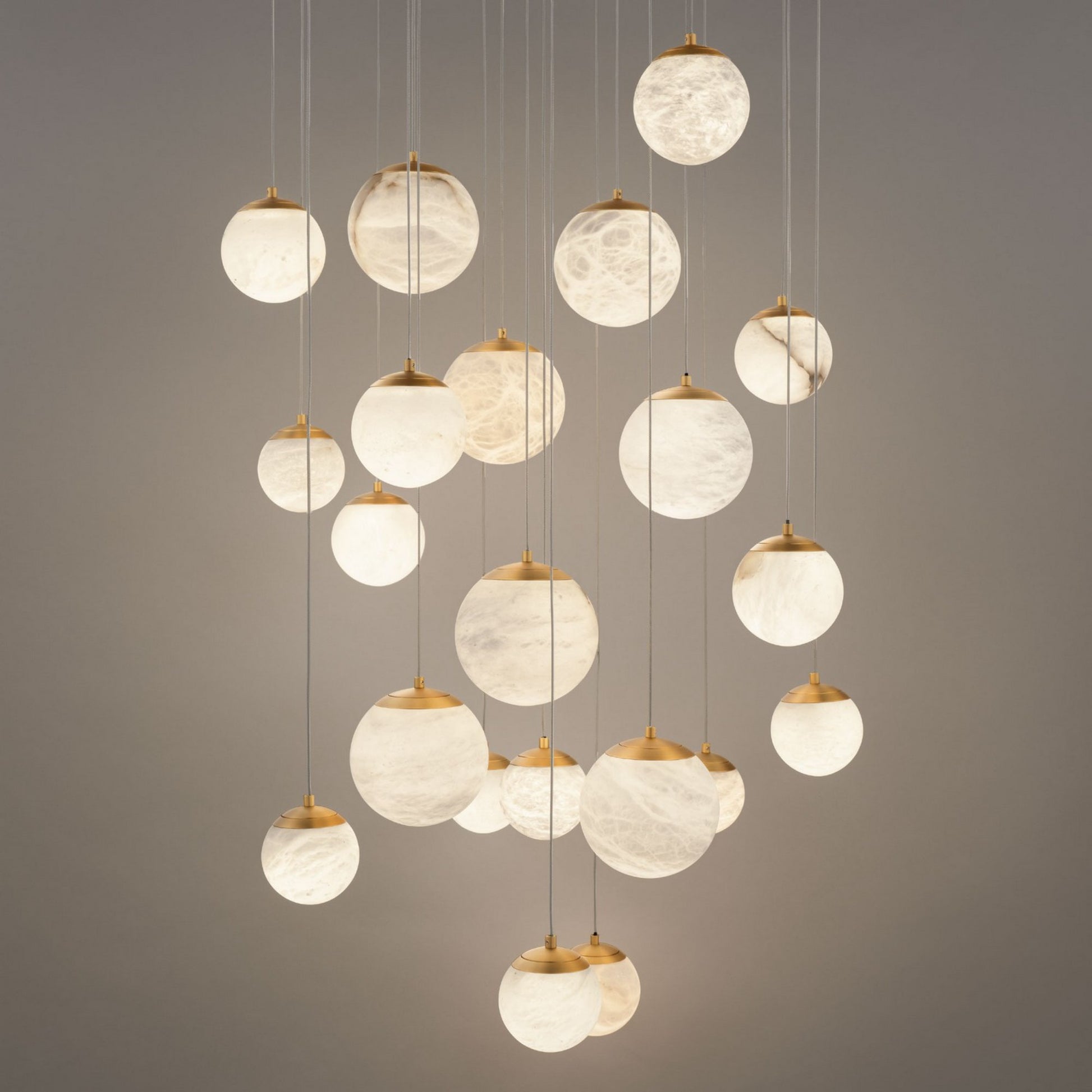 Pisces 26" 21-Light LED Pendant, Aged Brass Finish - Bees Lighting