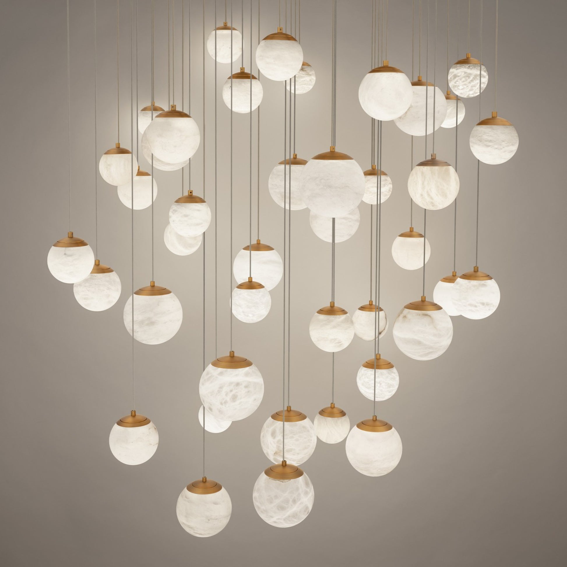 Pisces 36" 41-Light LED Pendant, Aged Brass Finish - Bees Lighting