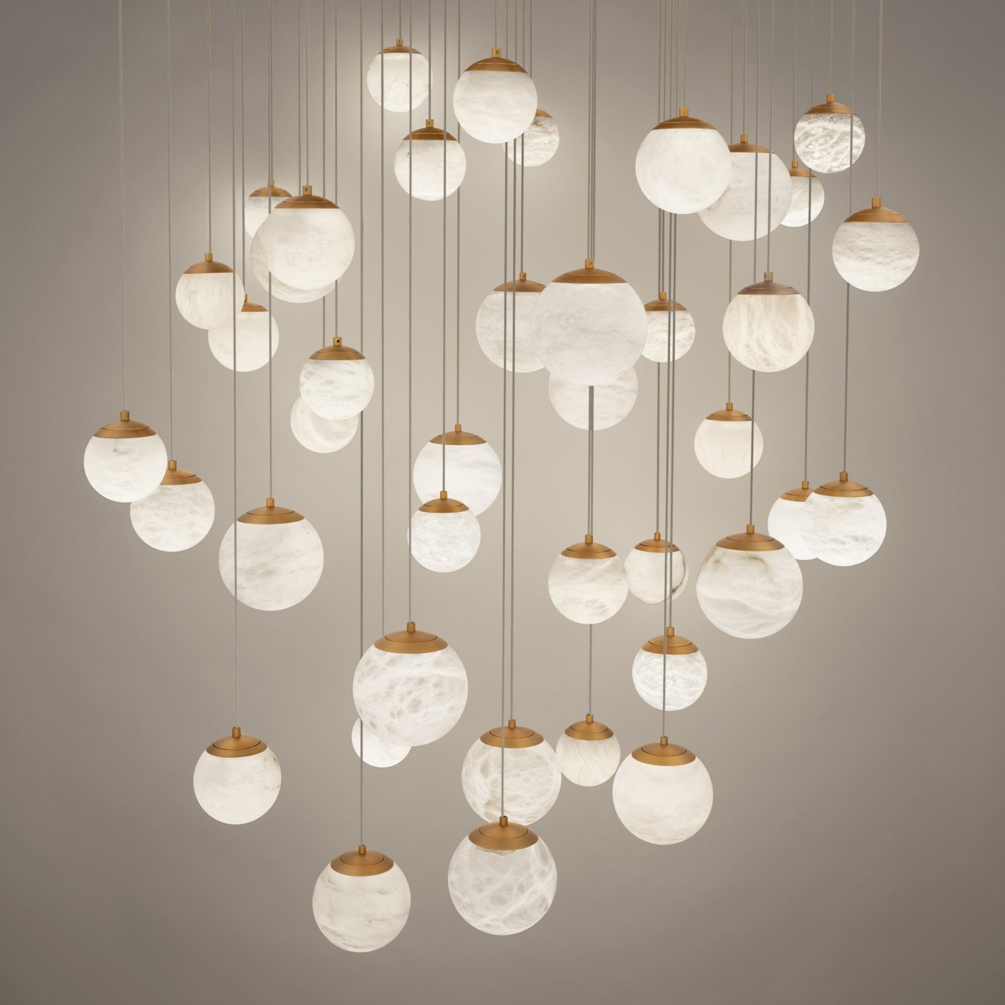 Pisces 36" 41-Light LED Pendant, Aged Brass Finish - Bees Lighting