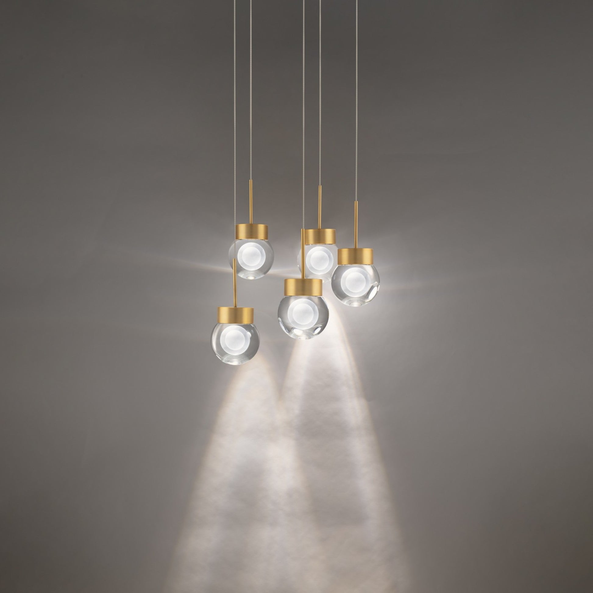 Double Bubble 17" 5-Light LED Pendant, Aged Brass Finish - Bees Lighting