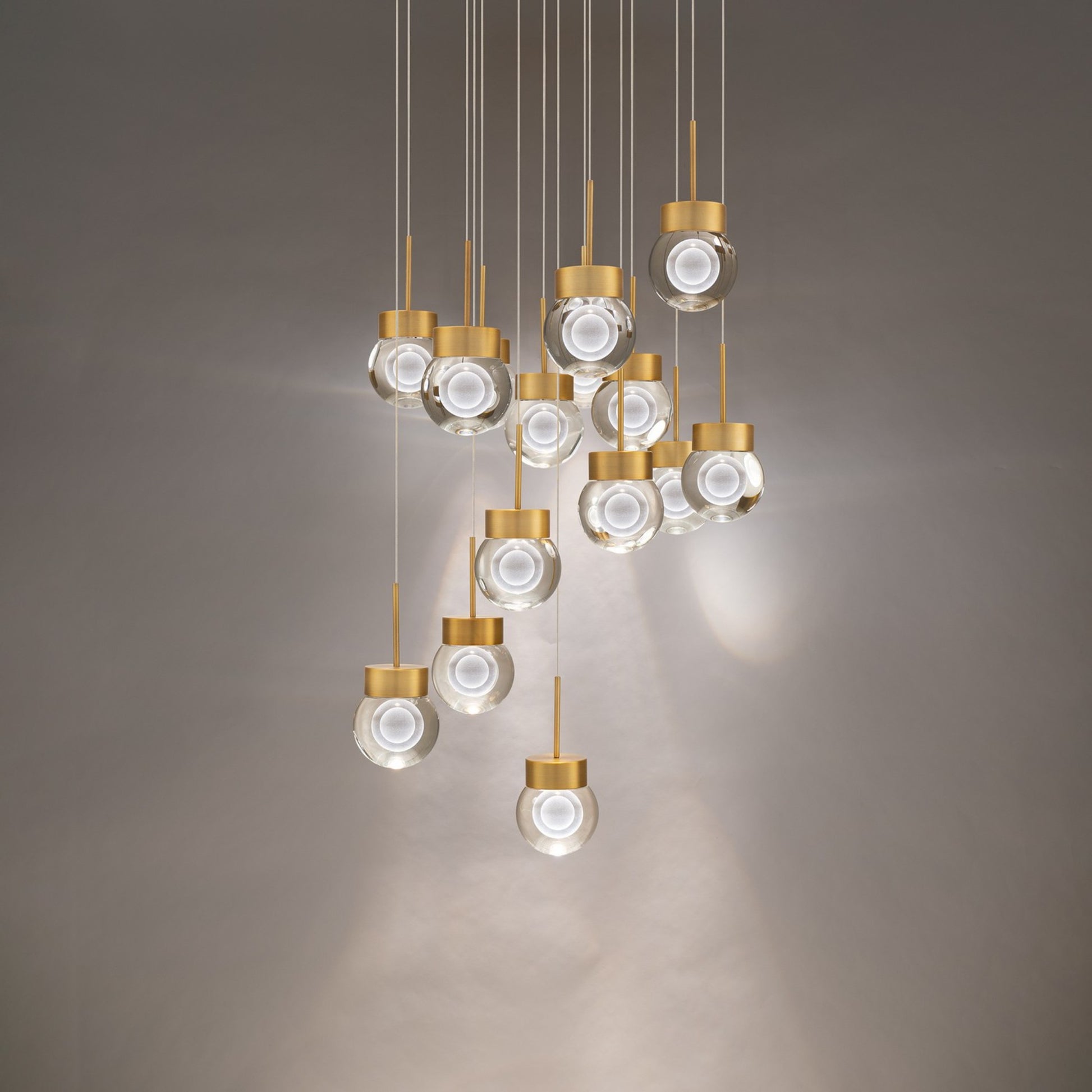 Double Bubble 23" 15-Light LED Pendant, Aged Brass Finish - Bees Lighting
