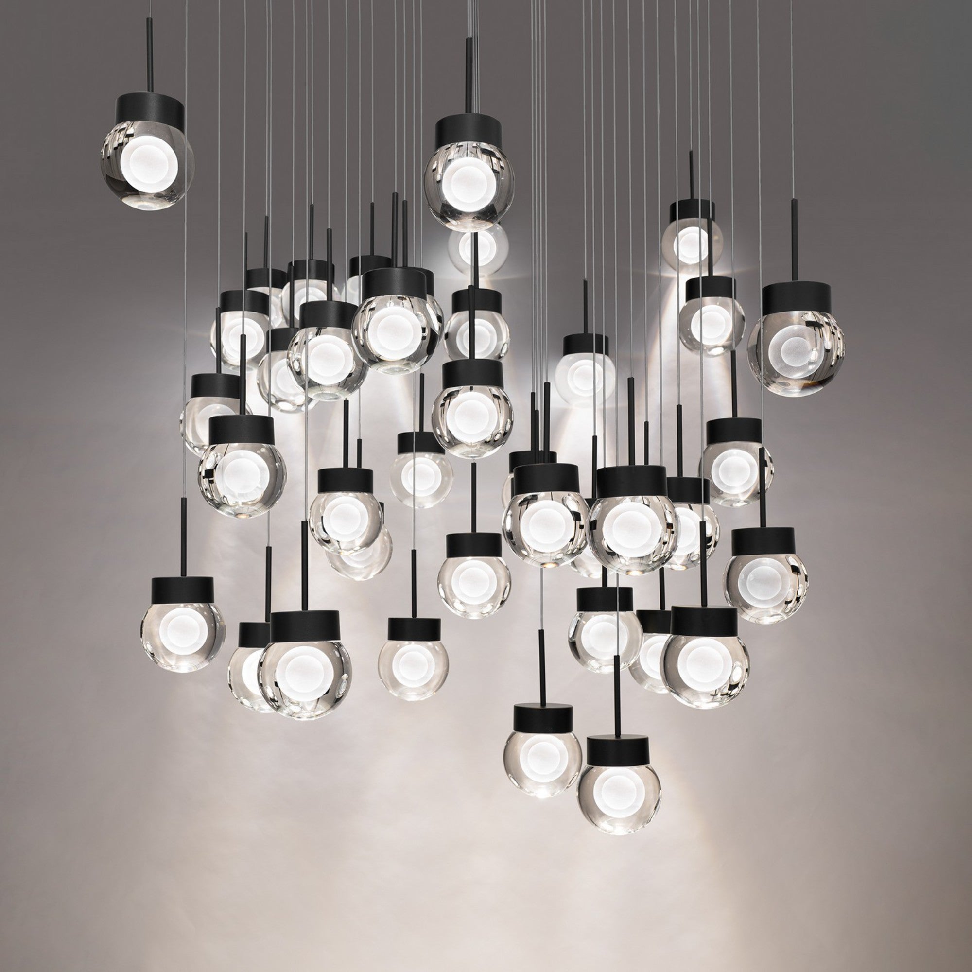 Double Bubble 36" 41-Light LED Pendant, Black Finish - Bees Lighting