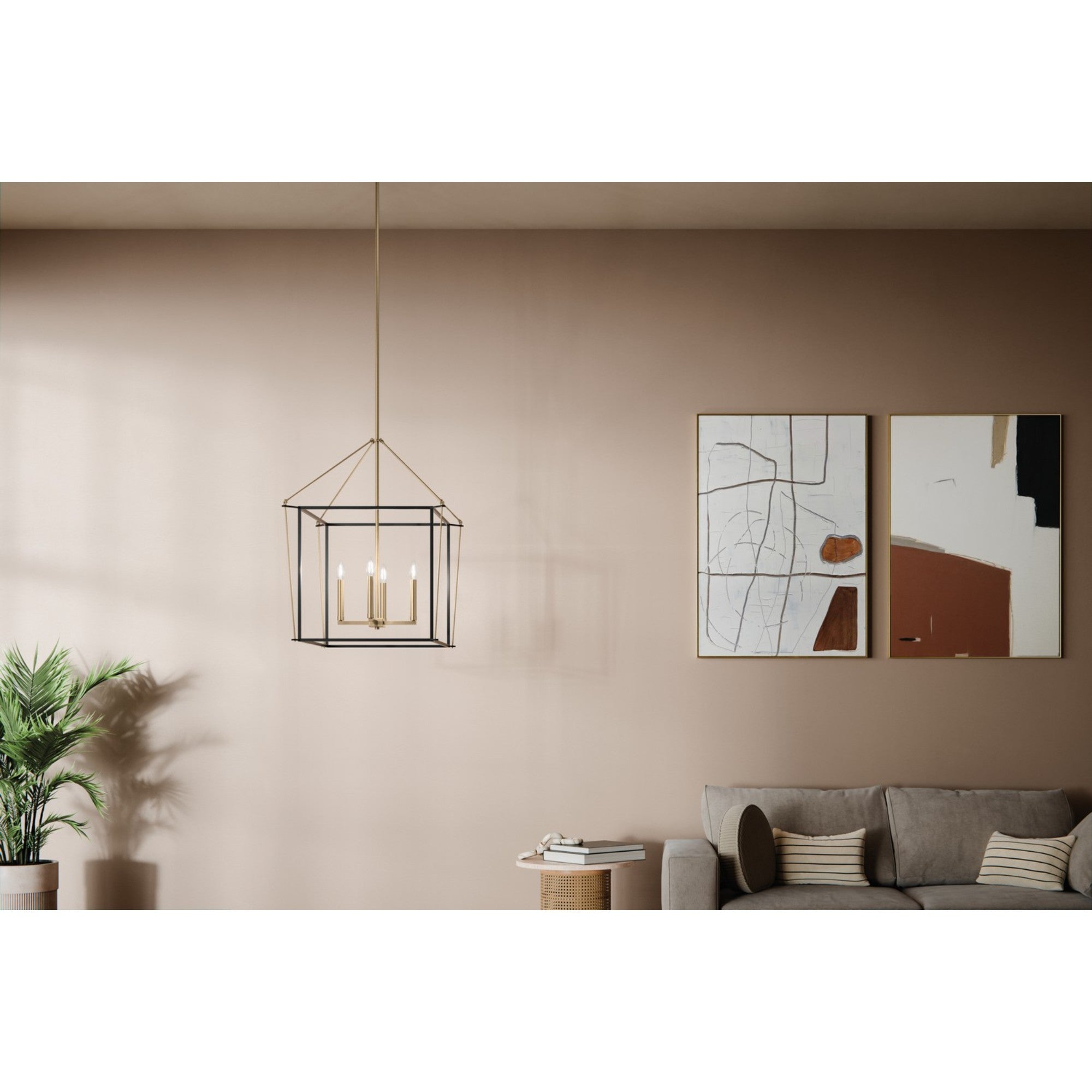 Eisley 30" 4-Light Pendant Light, Black and Champagne Bronze Finish - Bees Lighting
