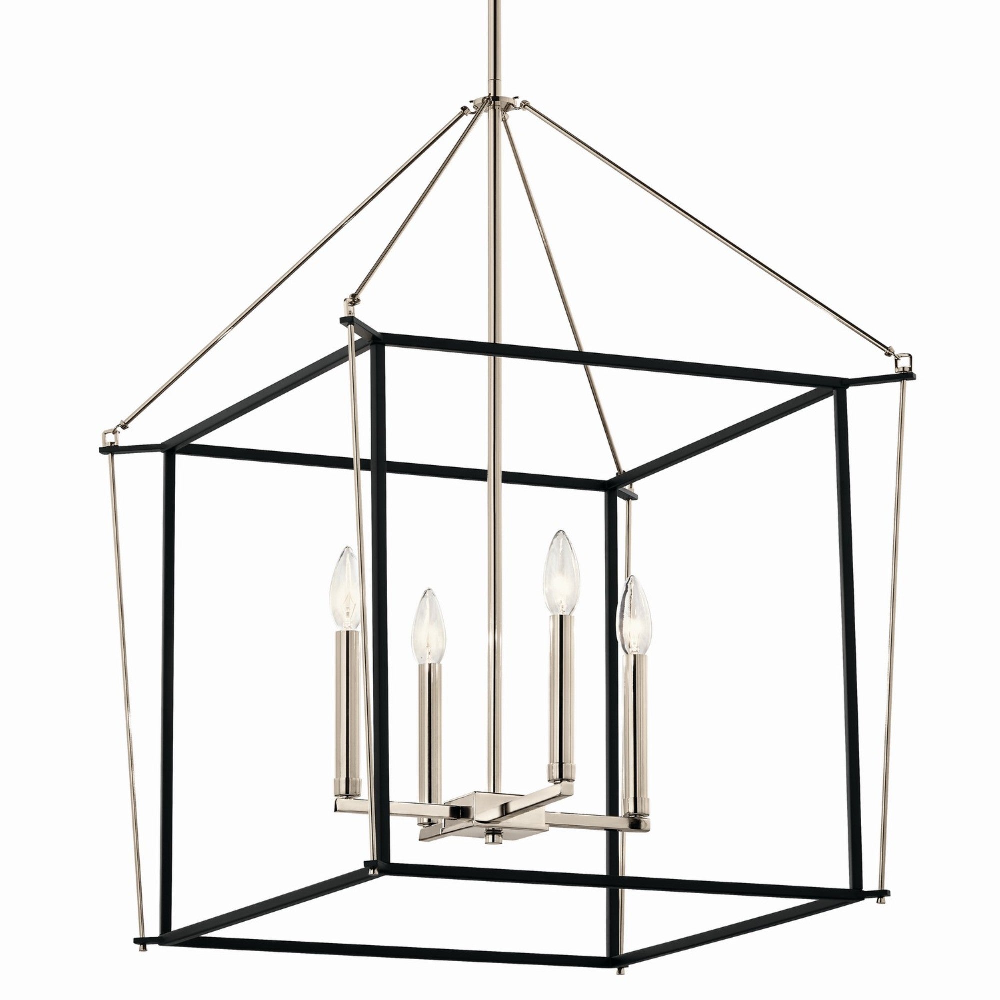 Eisley 22" 4-Light Foyer Pendant, Polished Nickel Finish - Bees Lighting