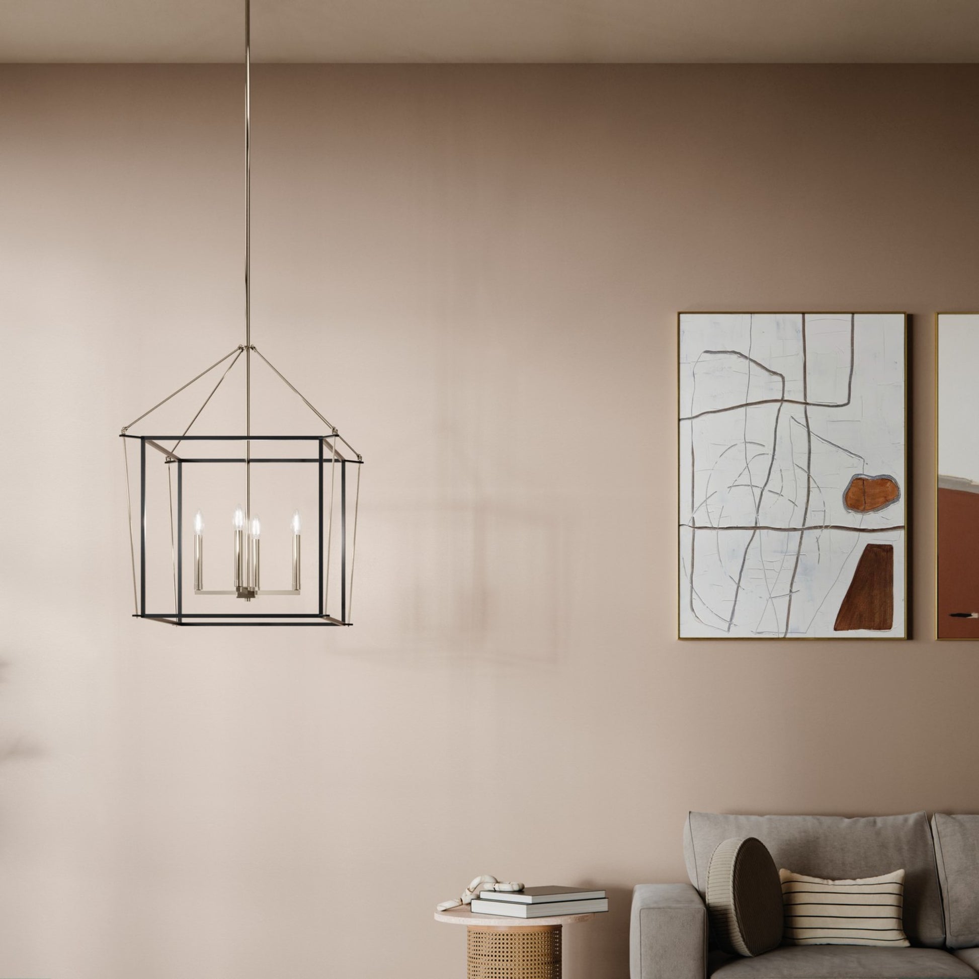 Eisley 22" 4-Light Foyer Pendant, Polished Nickel Finish - Bees Lighting