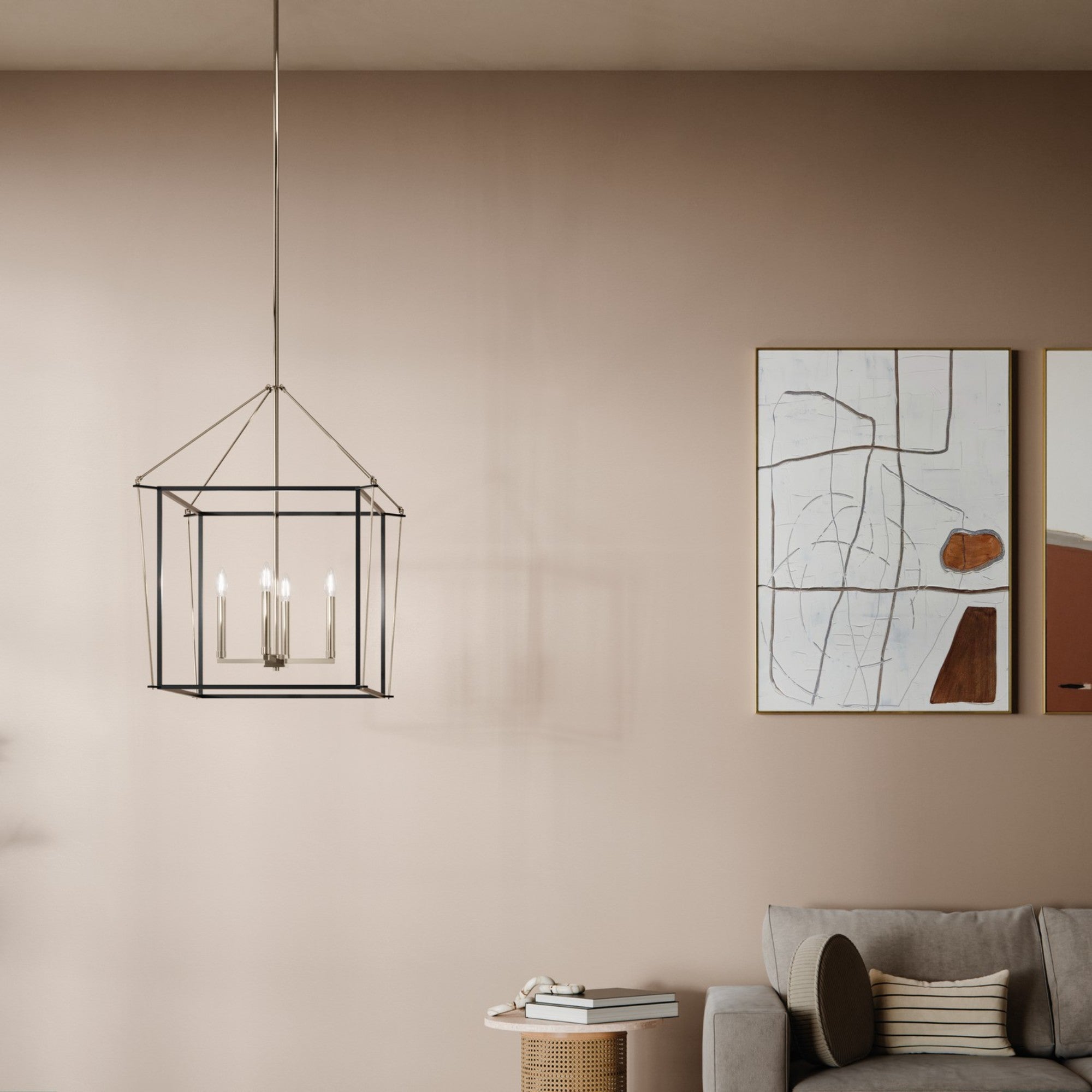 Eisley 22" 4-Light Foyer Pendant, Polished Nickel Finish - Bees Lighting