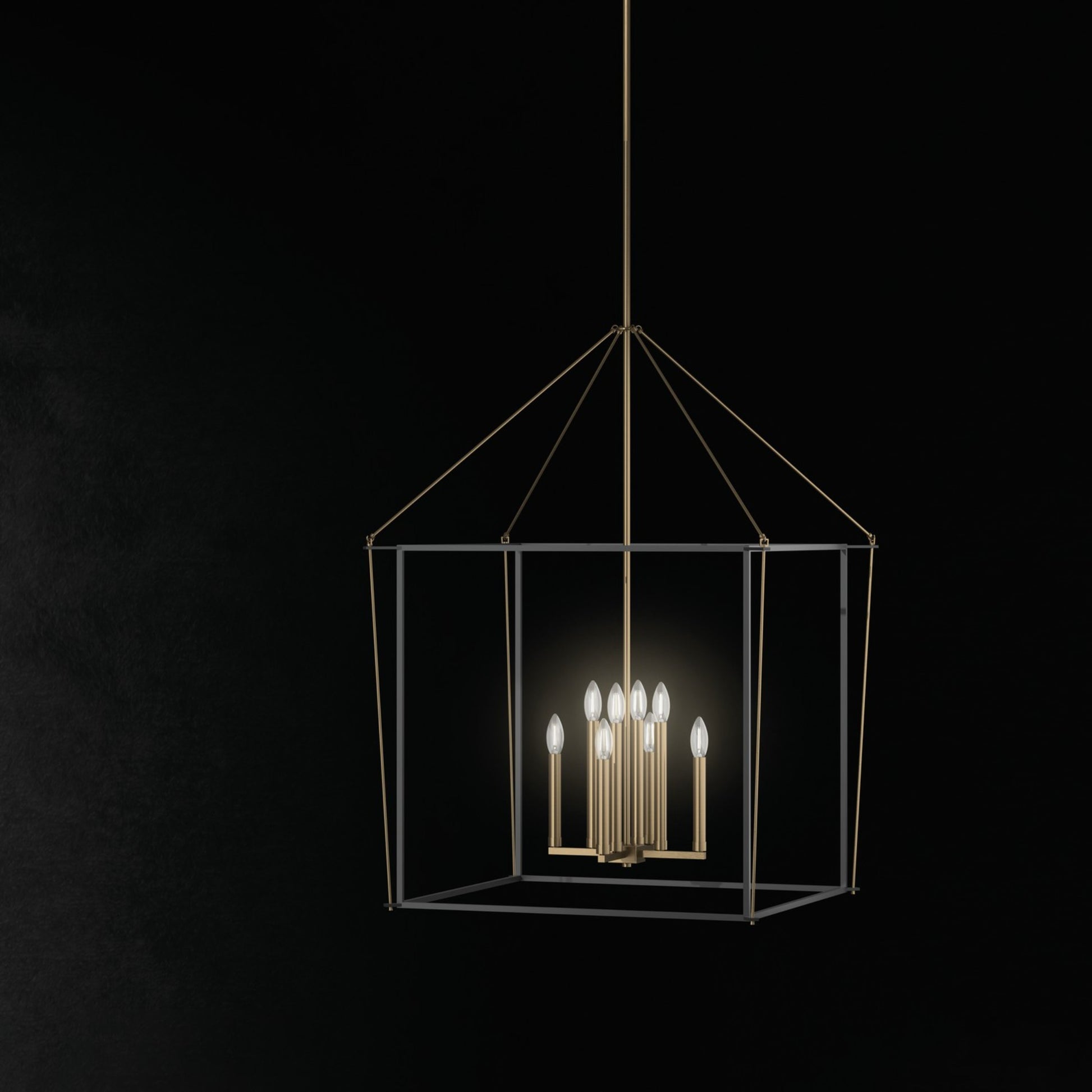 Eisley 40" 8-Light Pendant Light, Black and Champagne Bronze Finish - Bees Lighting