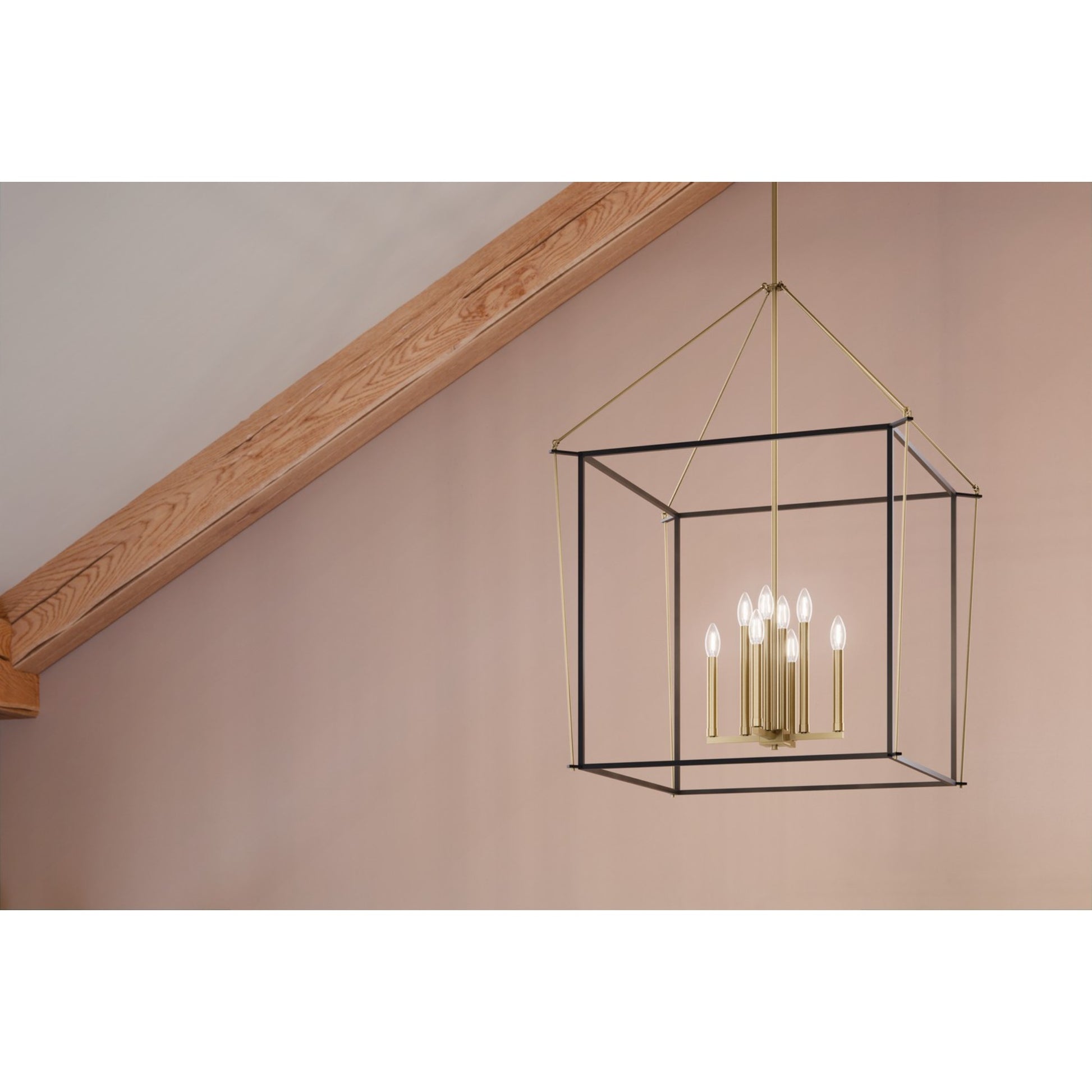Eisley 40" 8-Light Pendant Light, Black and Champagne Bronze Finish - Bees Lighting