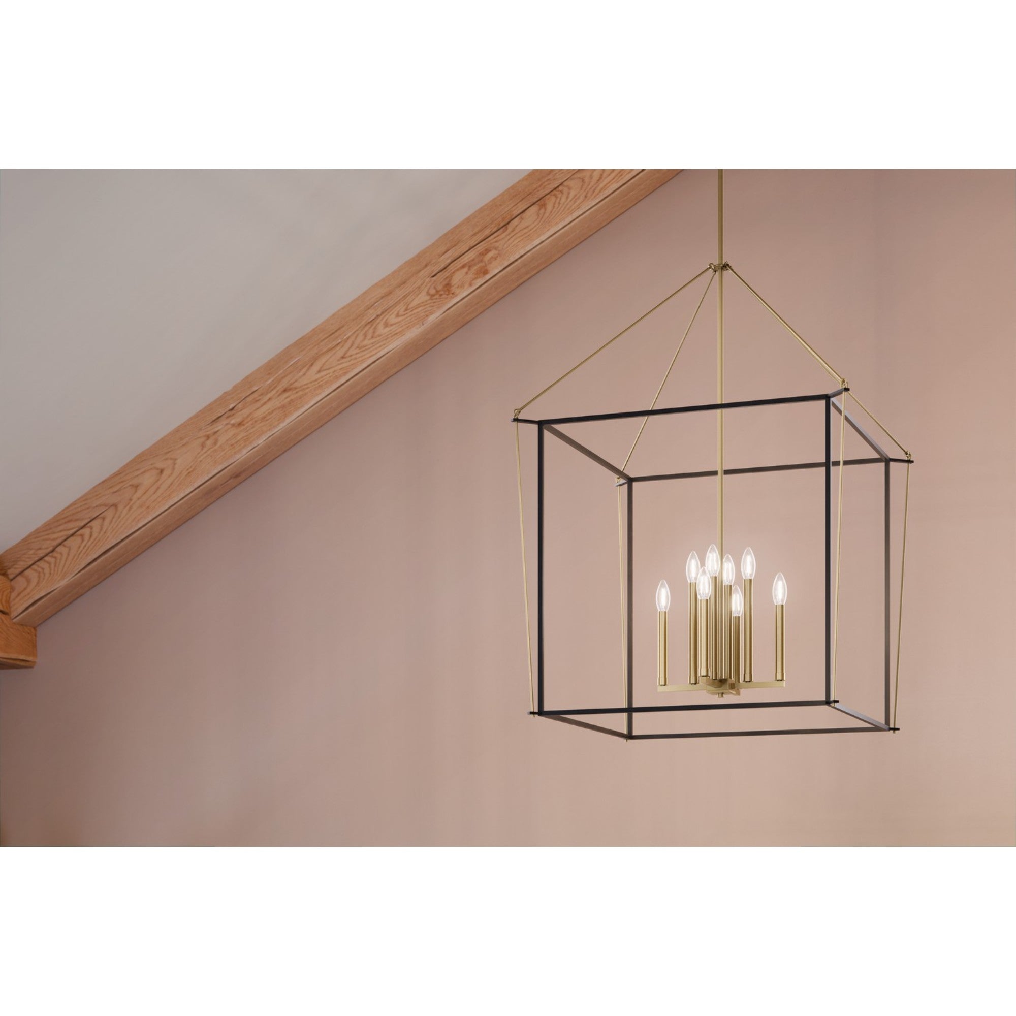 Eisley 40" 8-Light Pendant Light, Black and Champagne Bronze Finish - Bees Lighting