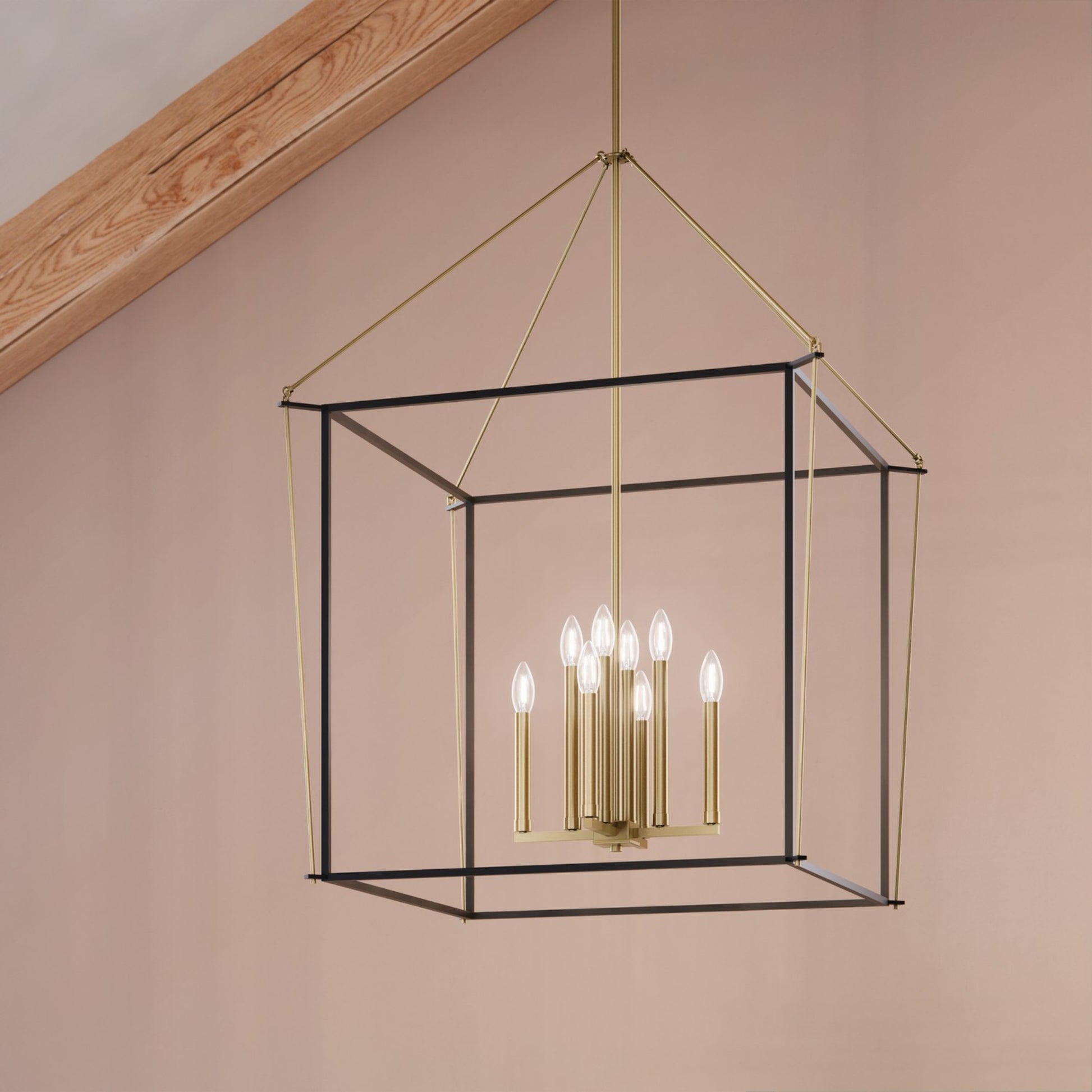 Eisley 40" 8-Light Pendant Light, Black and Champagne Bronze Finish - Bees Lighting