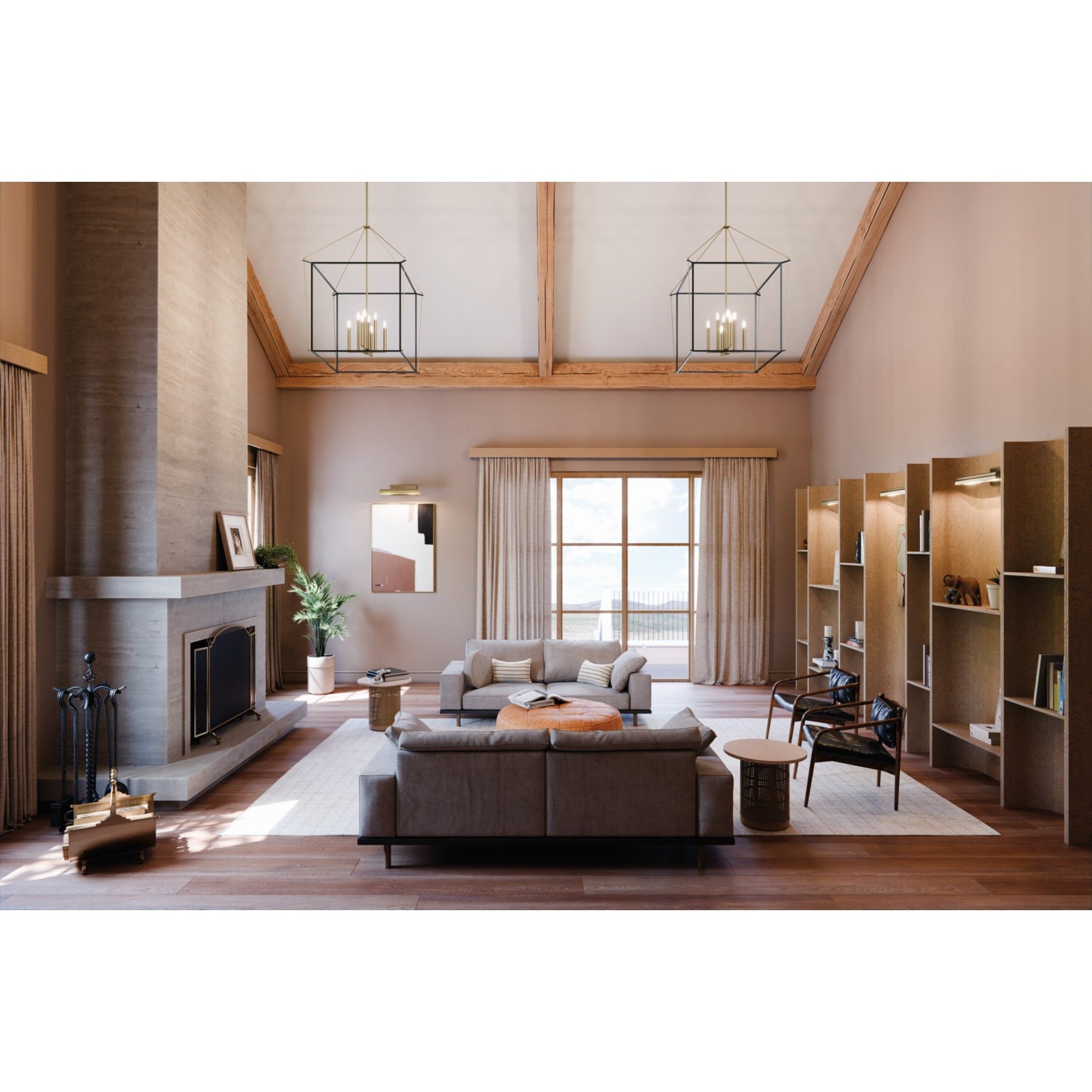 Eisley 40" 8-Light Pendant Light, Black and Champagne Bronze Finish - Bees Lighting