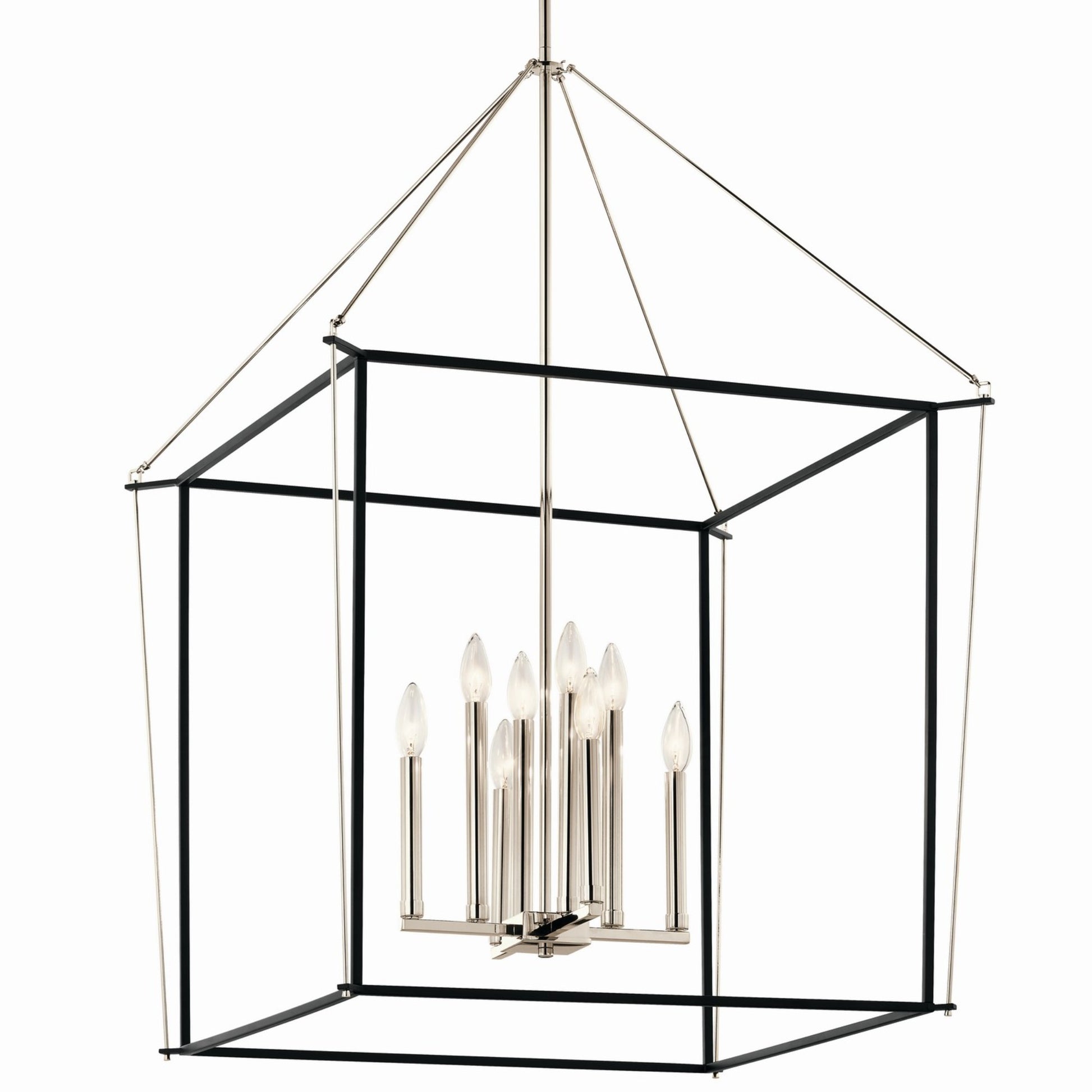 Eisley 28" 8-Light Foyer Pendant, Polished Nickel Finish - Bees Lighting