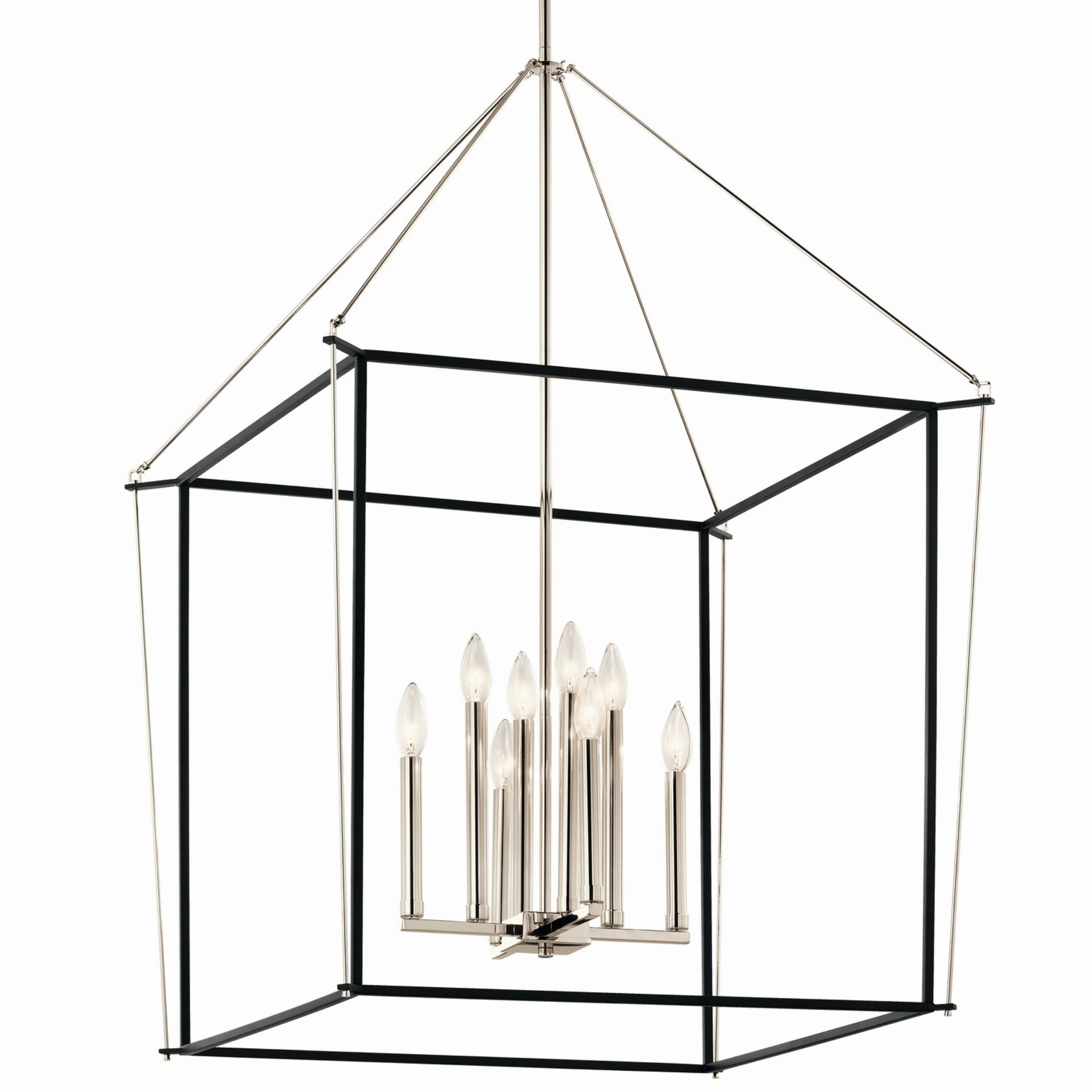 Eisley 28" 8-Light Foyer Pendant, Polished Nickel Finish - Bees Lighting
