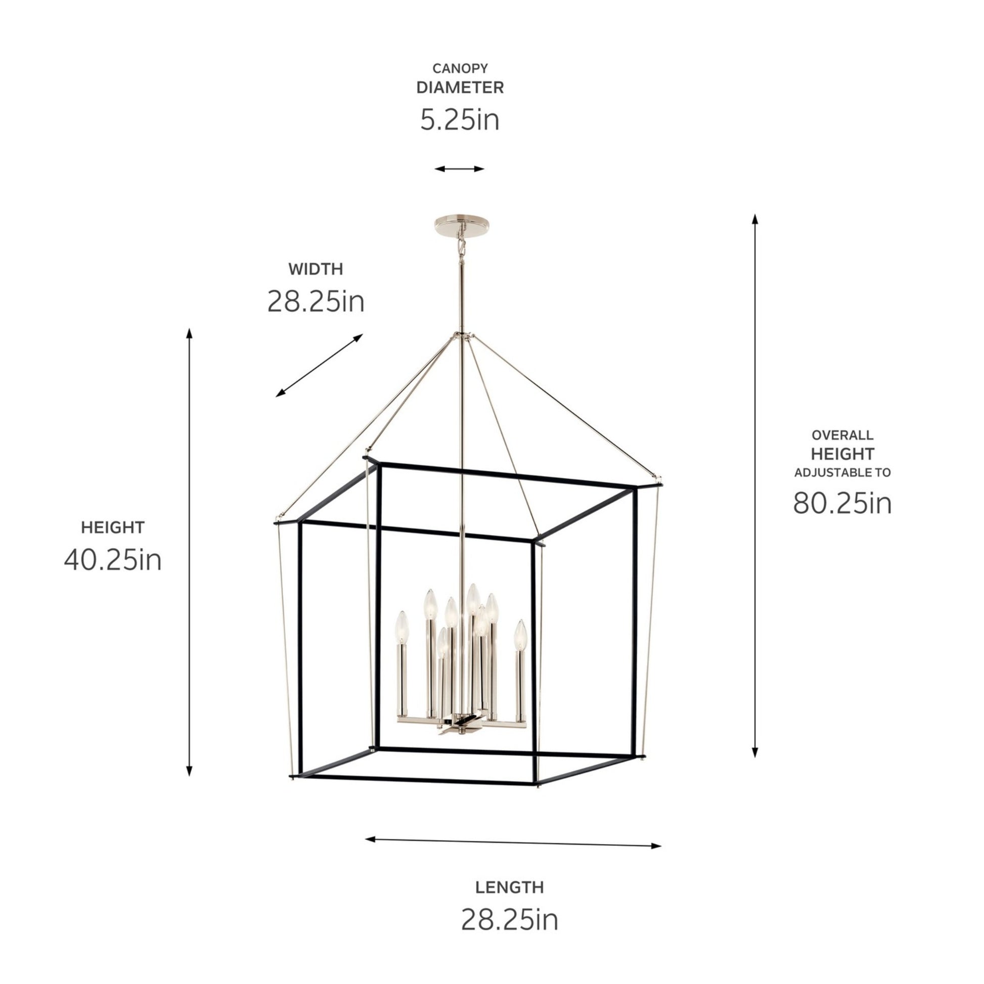 Eisley 28" 8-Light Foyer Pendant, Polished Nickel Finish - Bees Lighting