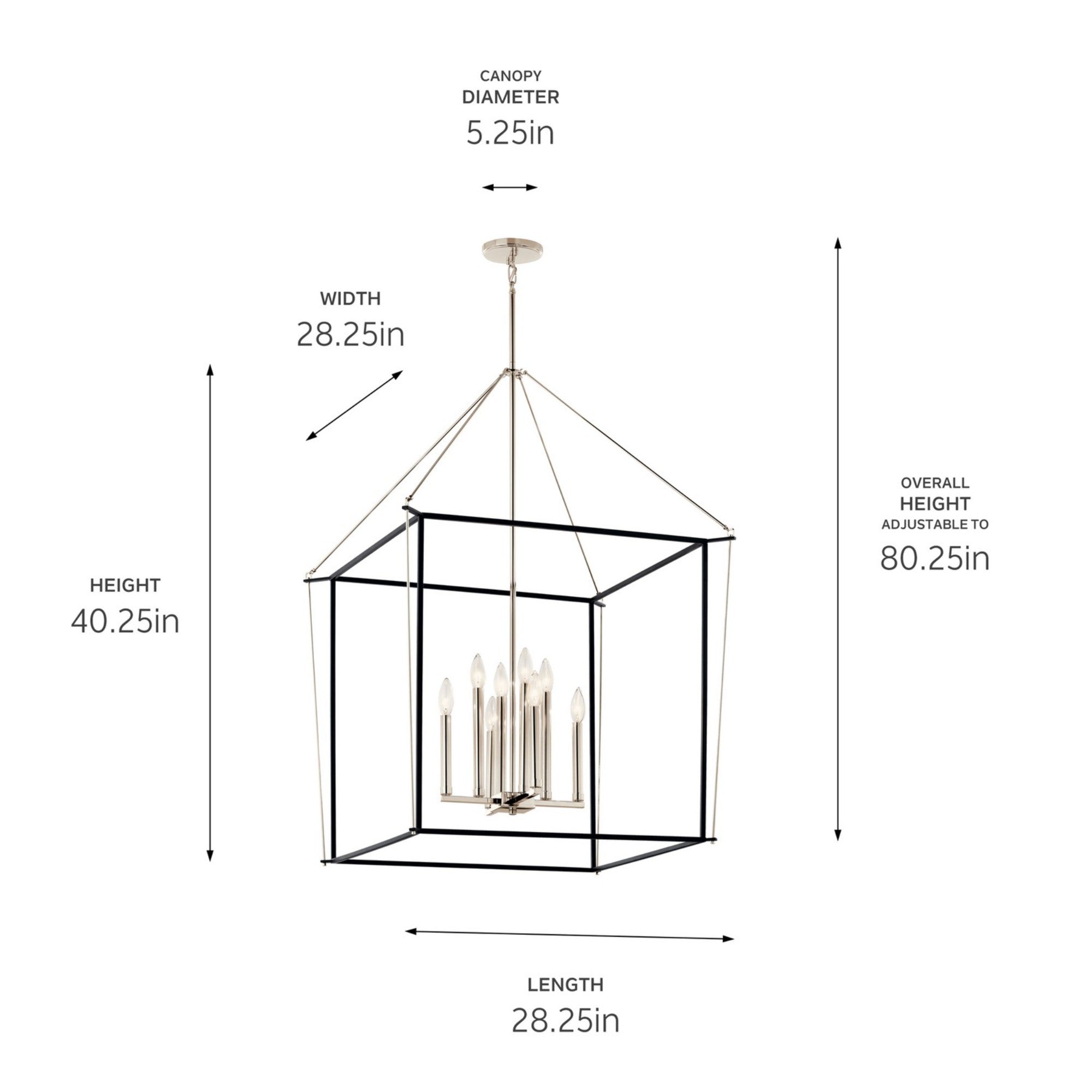 Eisley 28" 8-Light Foyer Pendant, Polished Nickel Finish - Bees Lighting