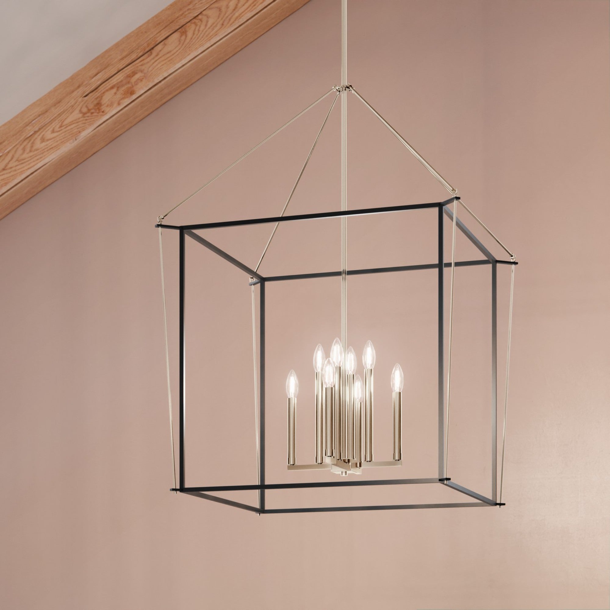 Eisley 28" 8-Light Foyer Pendant, Polished Nickel Finish - Bees Lighting