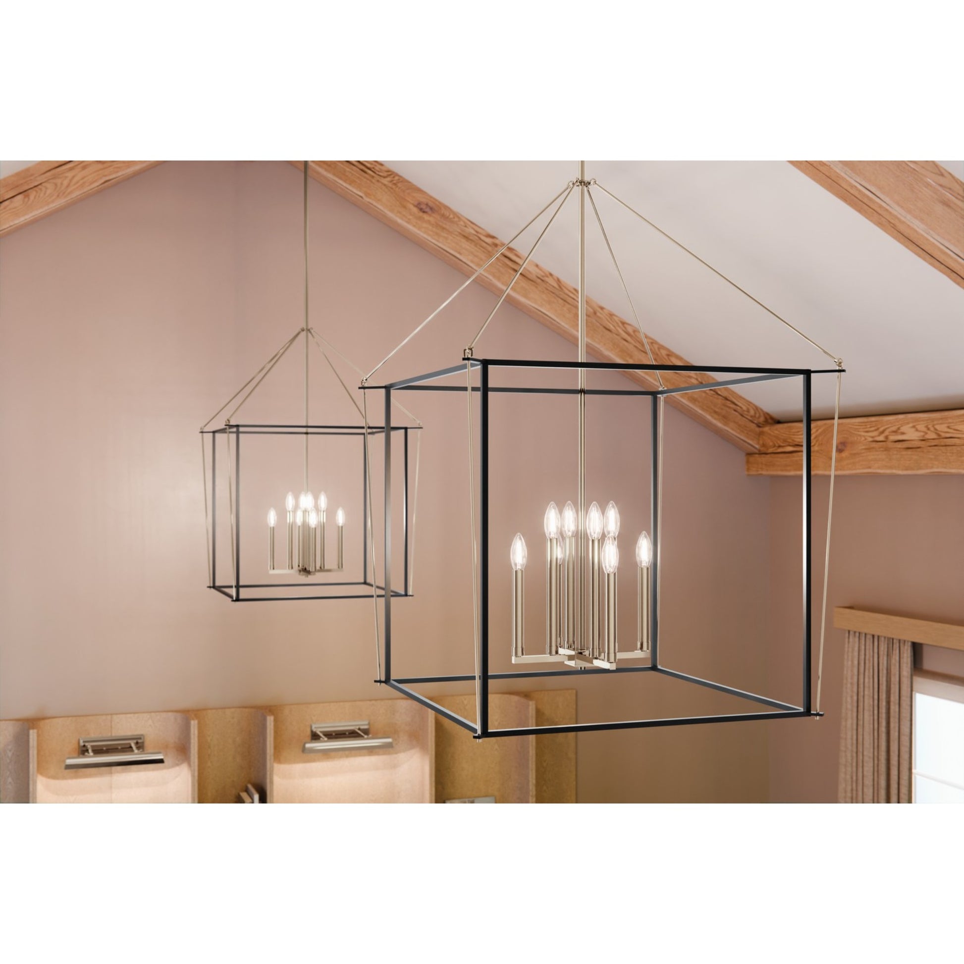 Eisley 28" 8-Light Foyer Pendant, Polished Nickel Finish - Bees Lighting