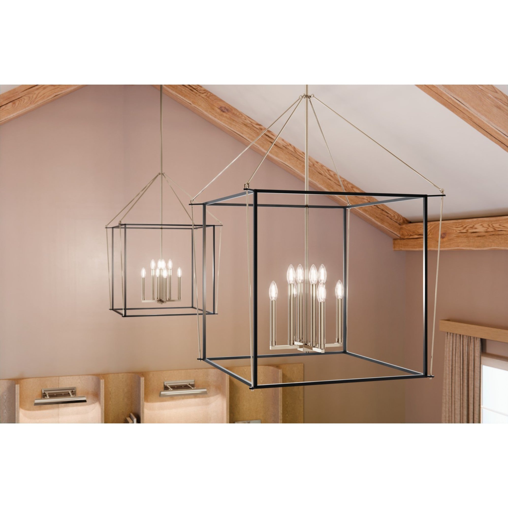 Eisley 28" 8-Light Foyer Pendant, Polished Nickel Finish - Bees Lighting