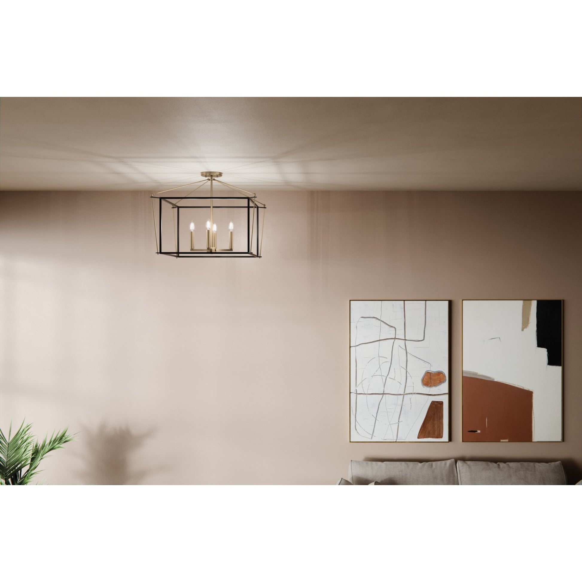 Eisley 24" 4-Light Semi-Flush Mount, Champagne Bronze Finish - Bees Lighting