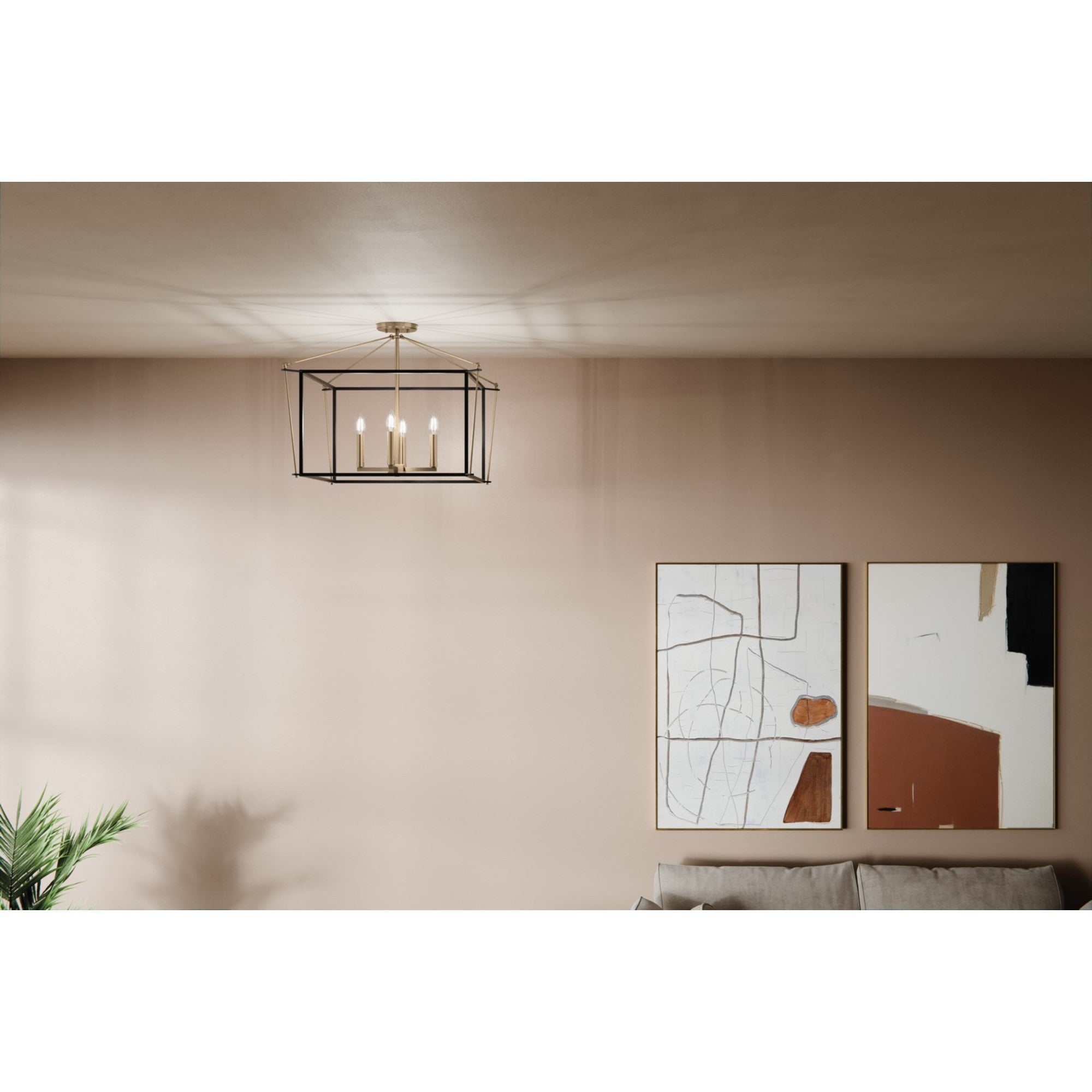 Eisley 24" 4-Light Semi-Flush Mount, Champagne Bronze Finish - Bees Lighting