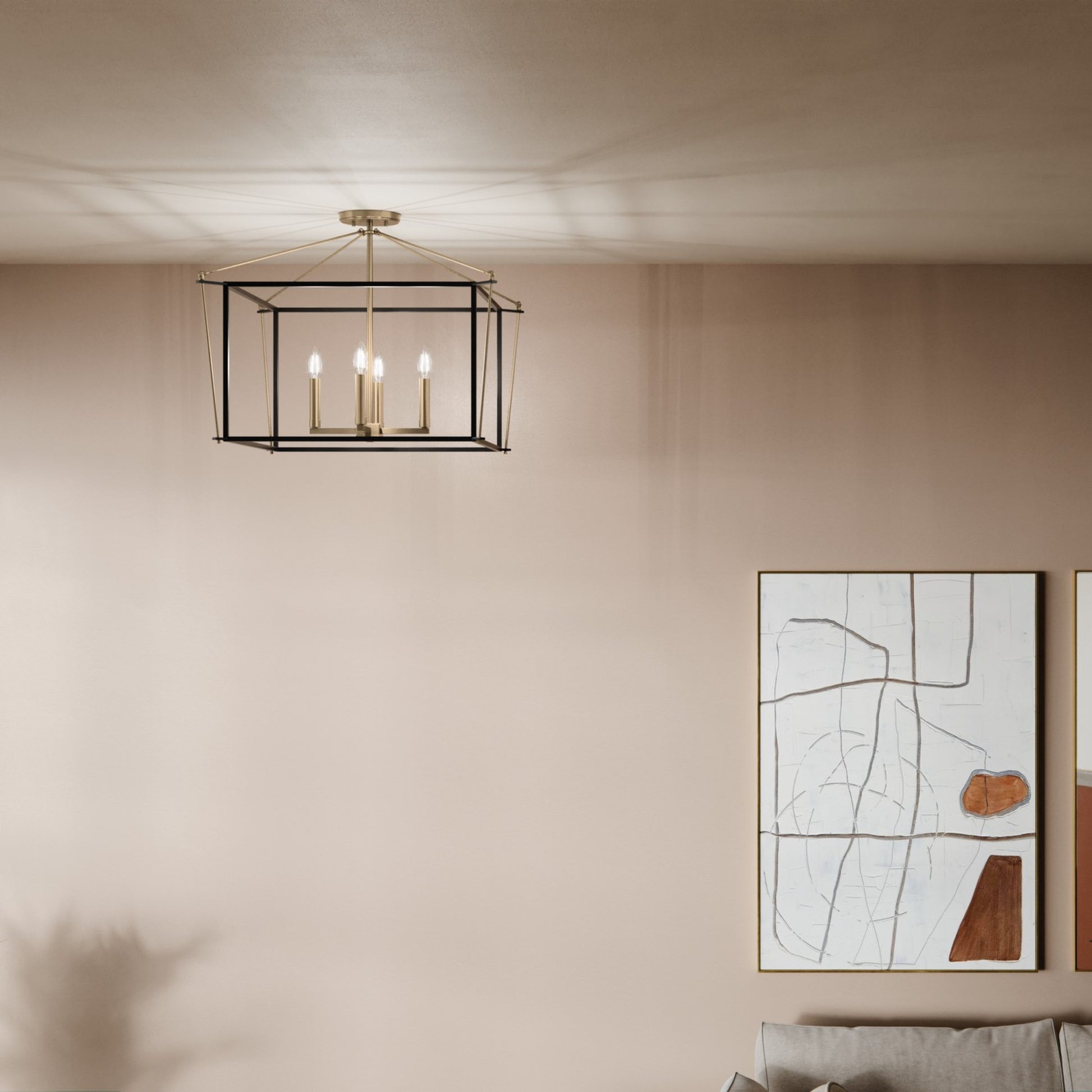 Eisley 24" 4-Light Semi-Flush Mount, Champagne Bronze Finish - Bees Lighting
