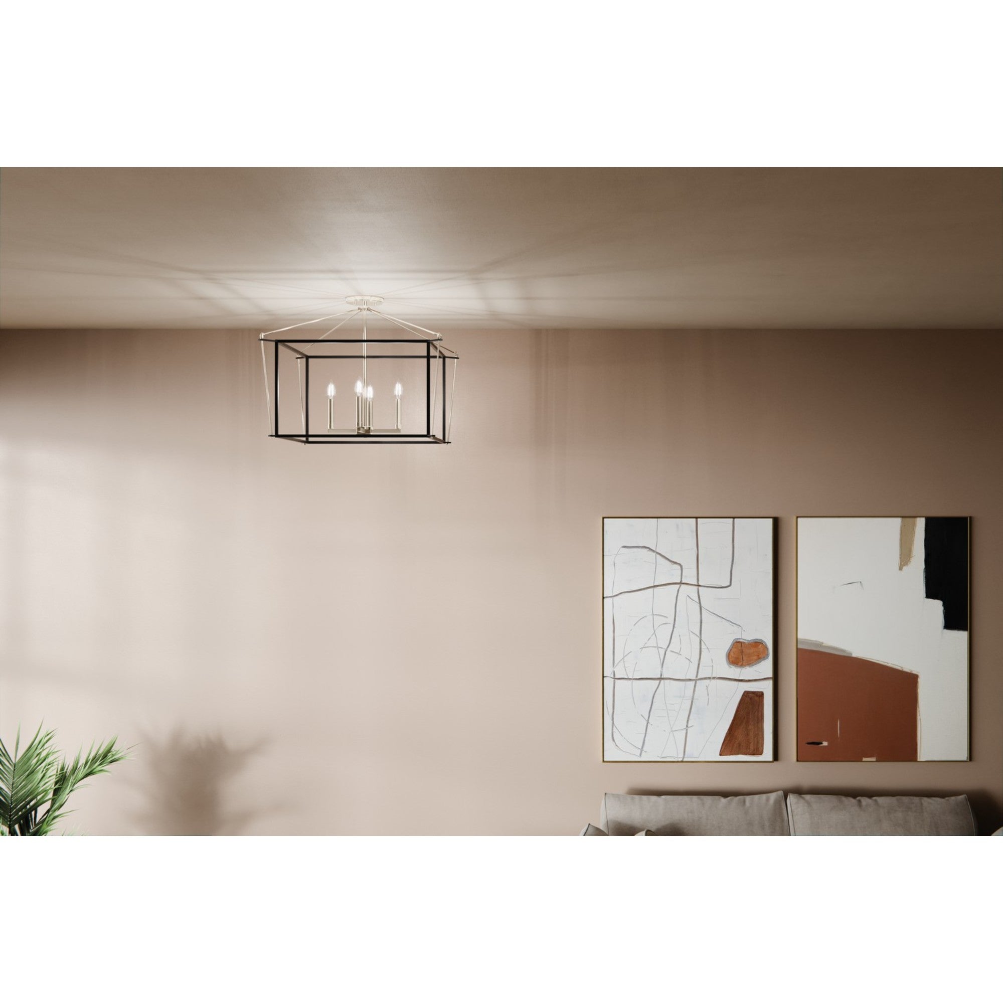 Eisley 24" 4-Light Semi-Flush Mount, Polished Nickel Finish - Bees Lighting