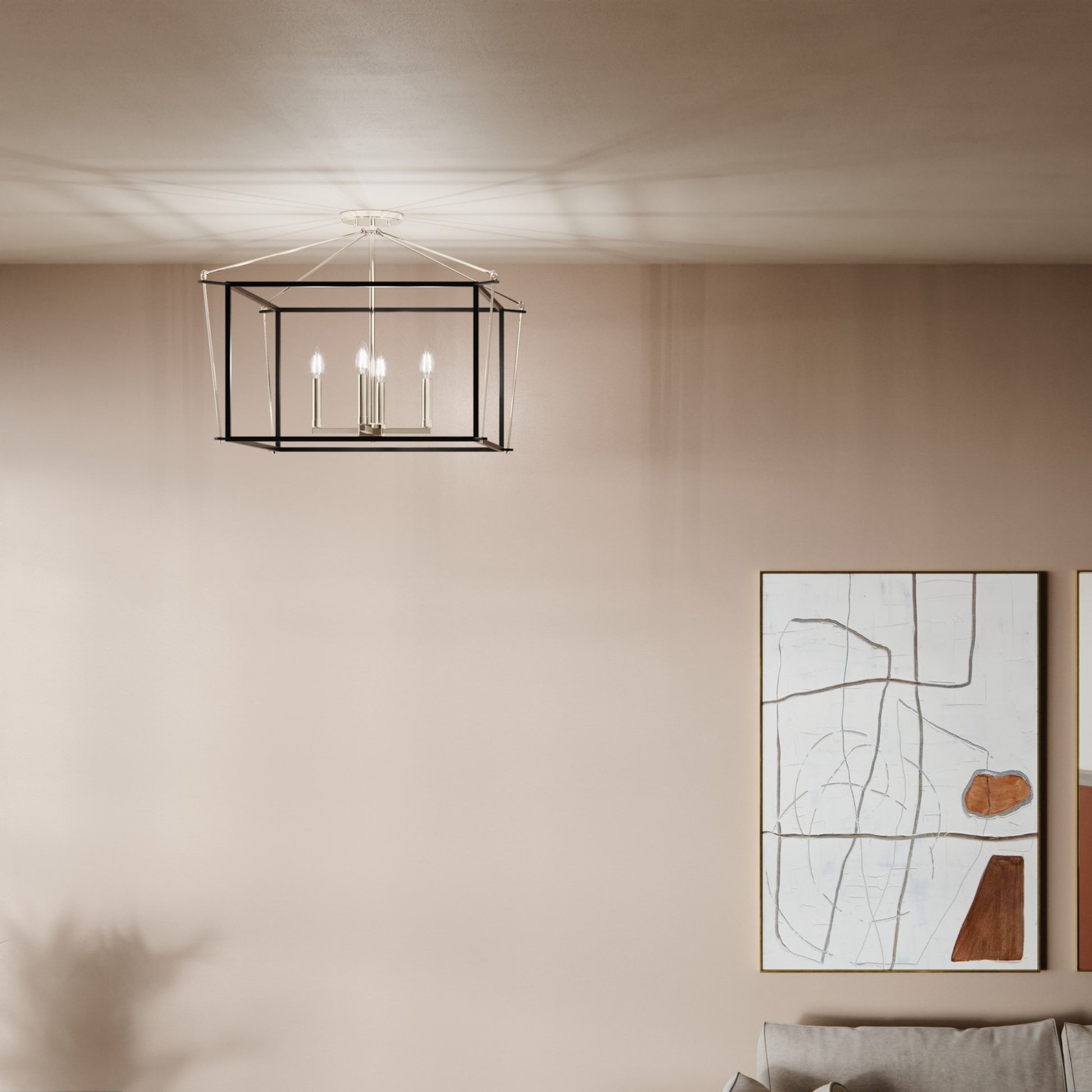 Eisley 24" 4-Light Semi-Flush Mount, Polished Nickel Finish - Bees Lighting