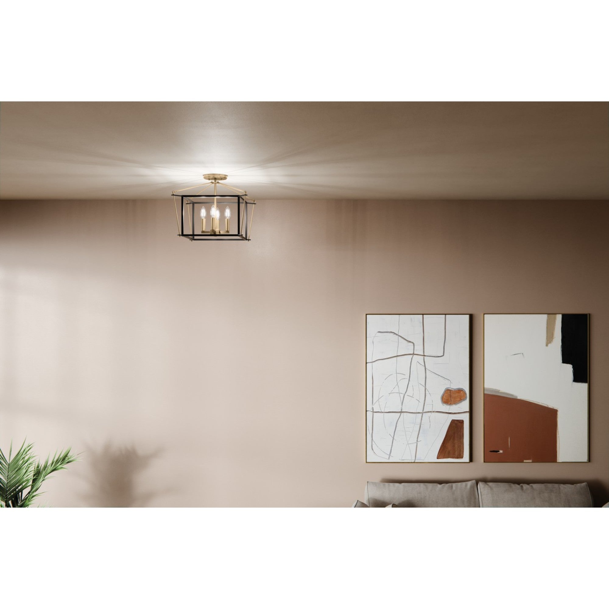 Eisley 16" 4-Light Semi-Flush Mount, Champagne Bronze Finish - Bees Lighting
