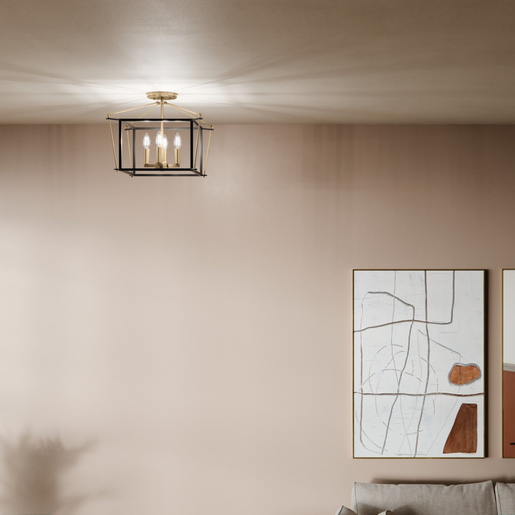 Eisley 16" 4-Light Semi-Flush Mount, Champagne Bronze Finish - Bees Lighting