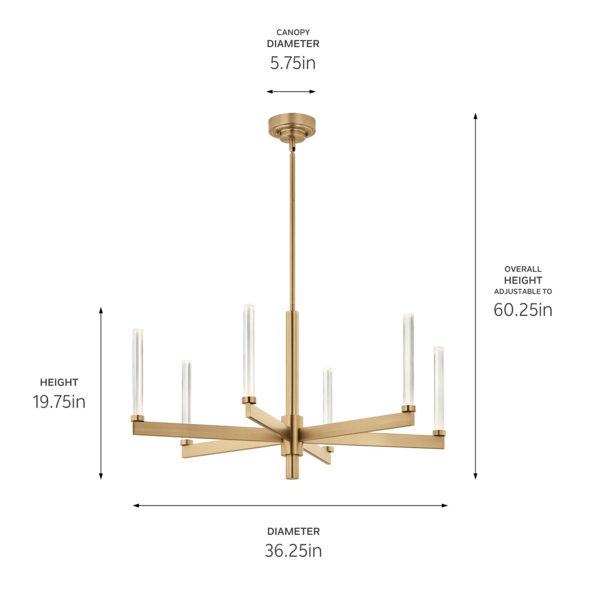 Sycara 36" LED Chandelier, Champagne Bronze Finish - Bees Lighting