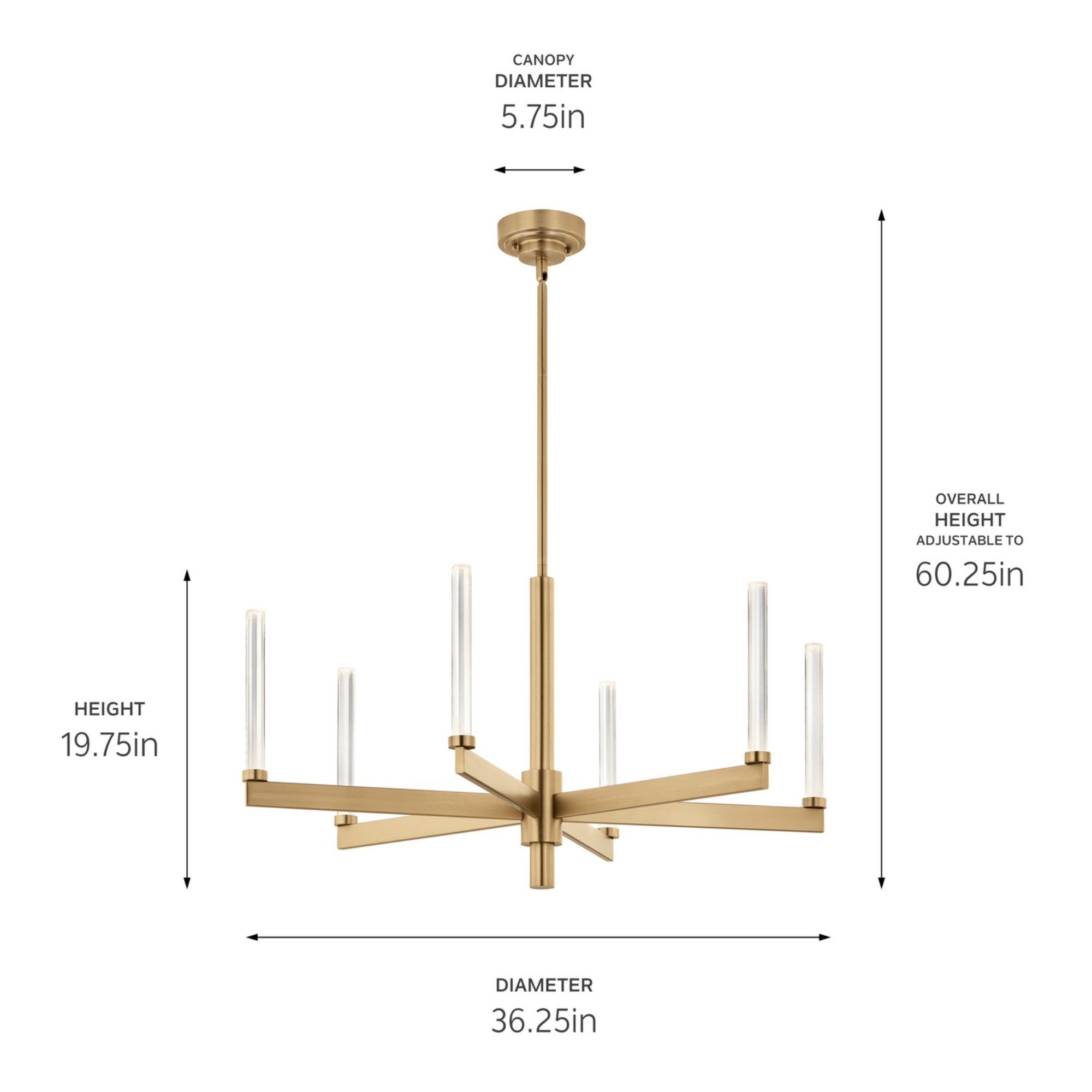 Sycara 36" LED Chandelier, Champagne Bronze Finish - Bees Lighting