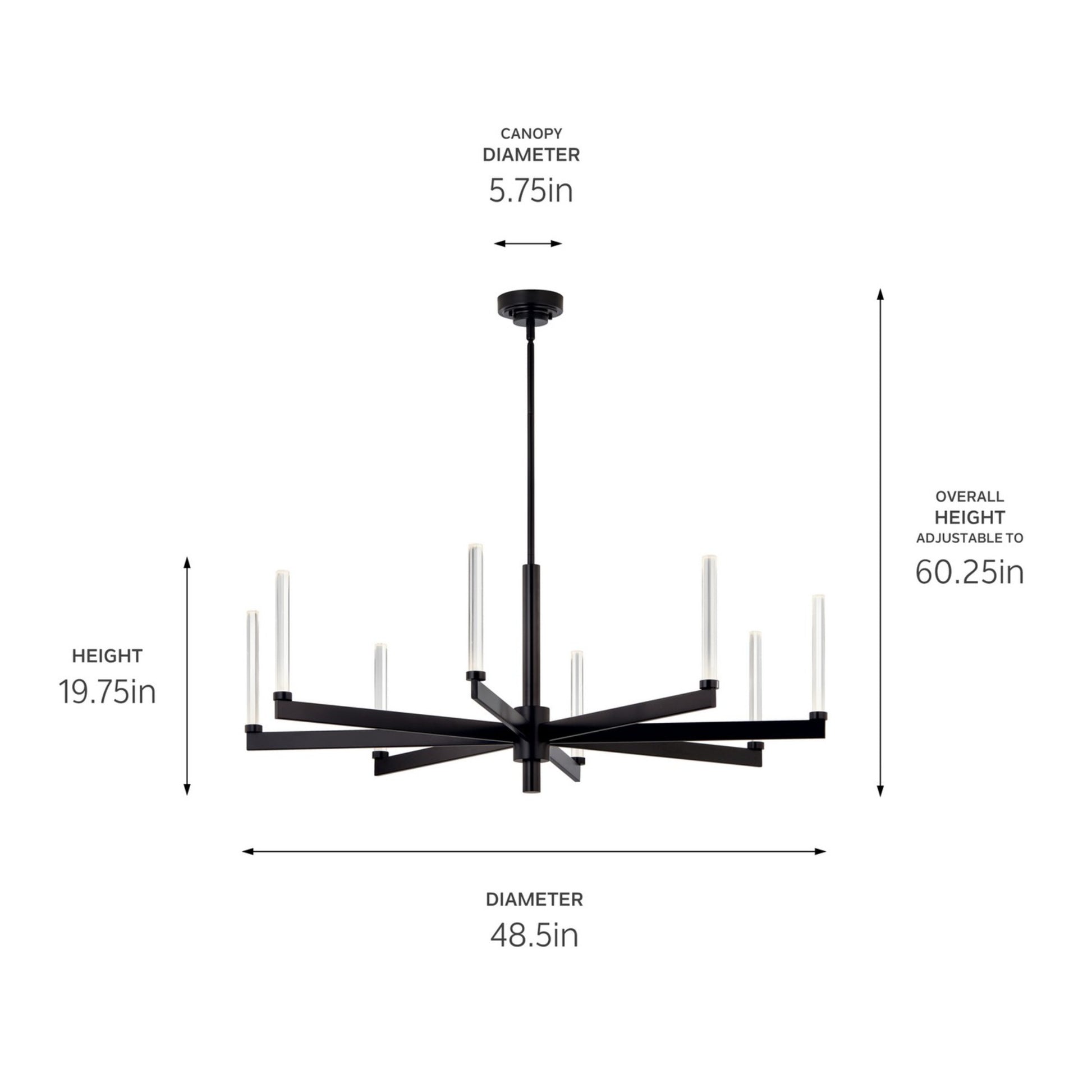 Sycara 49" LED Chandelier, Black Finish - Bees Lighting