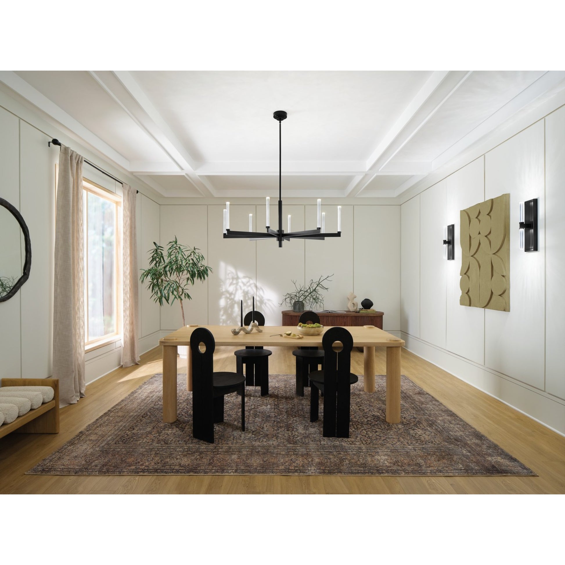 Sycara 49" LED Chandelier, Black Finish - Bees Lighting