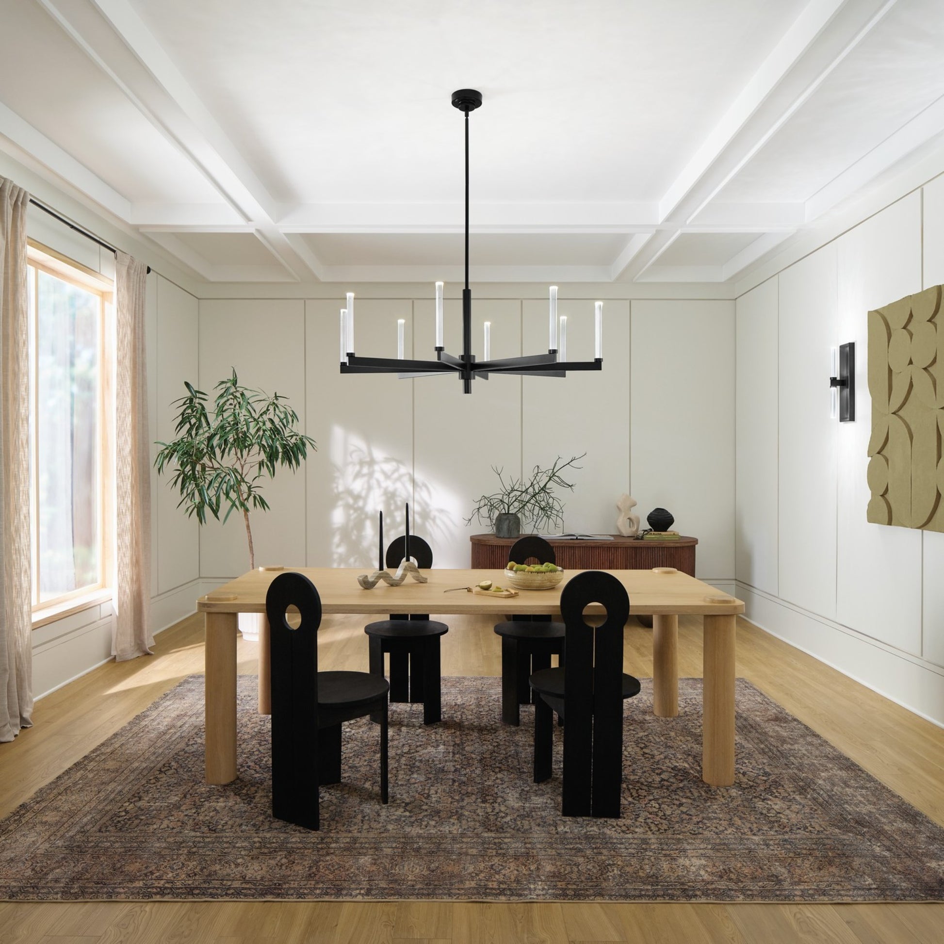 Sycara 49" LED Chandelier, Black Finish - Bees Lighting
