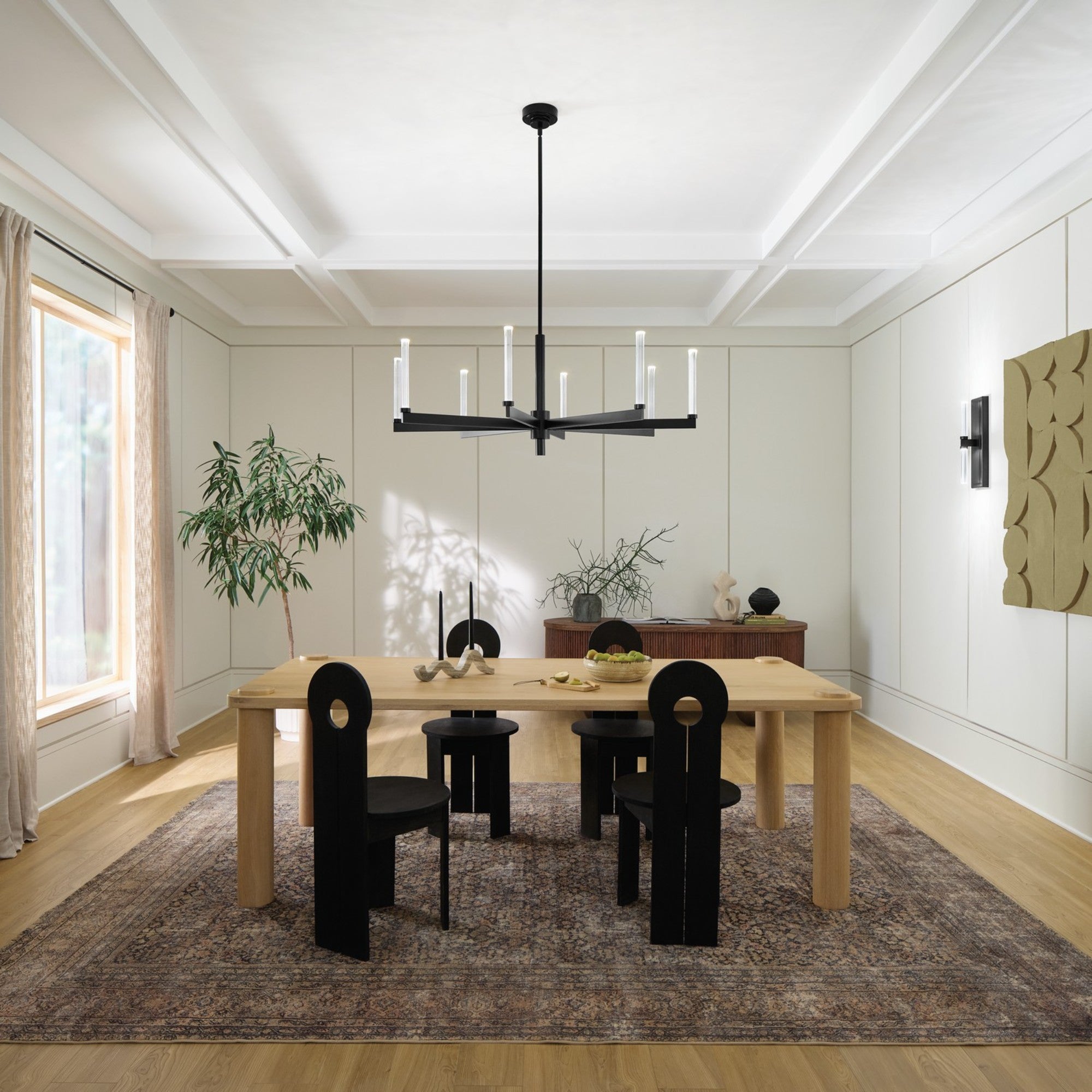 Sycara 49" LED Chandelier, Black Finish - Bees Lighting