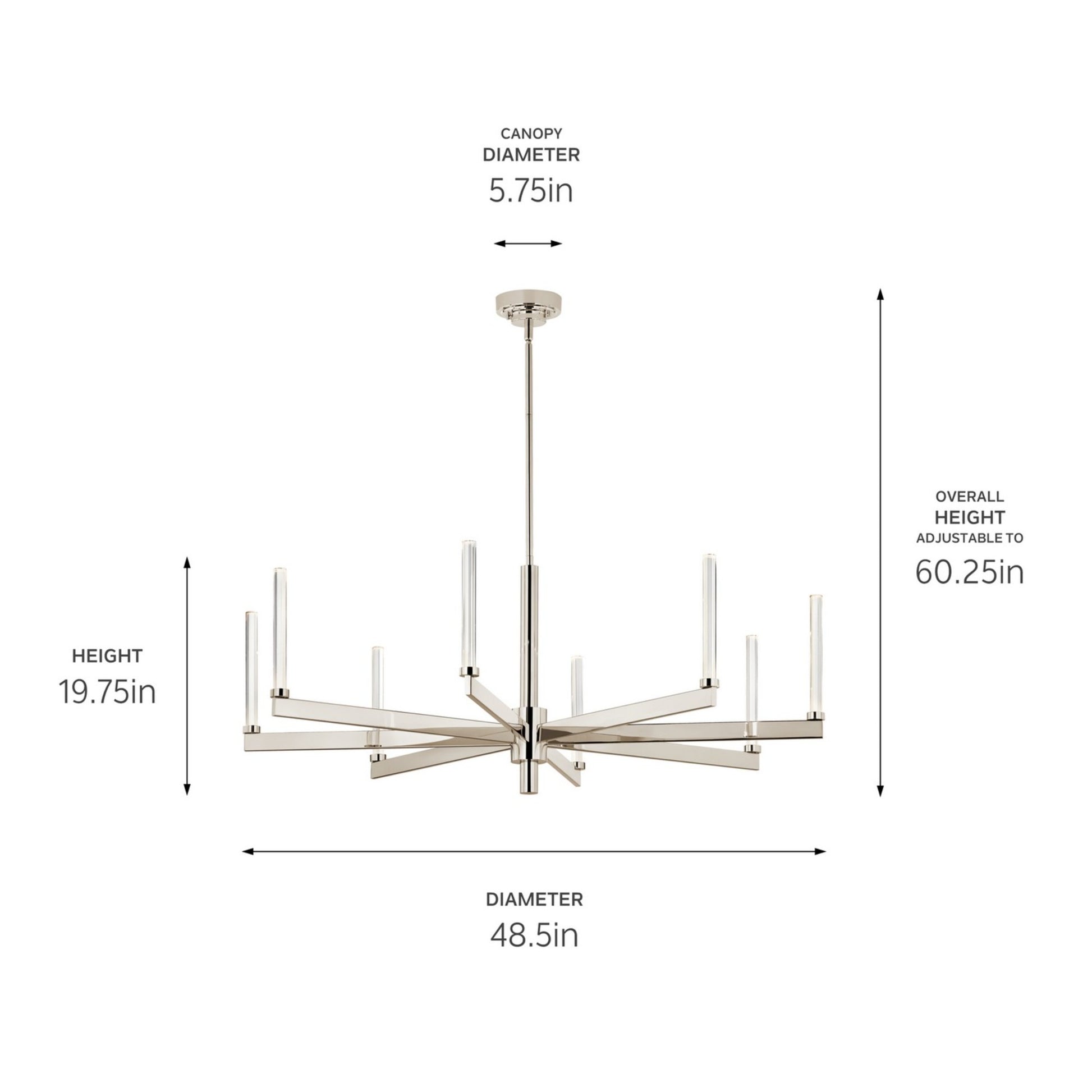 Sycara 49" LED Chandelier, Polished Nickel Finish - Bees Lighting