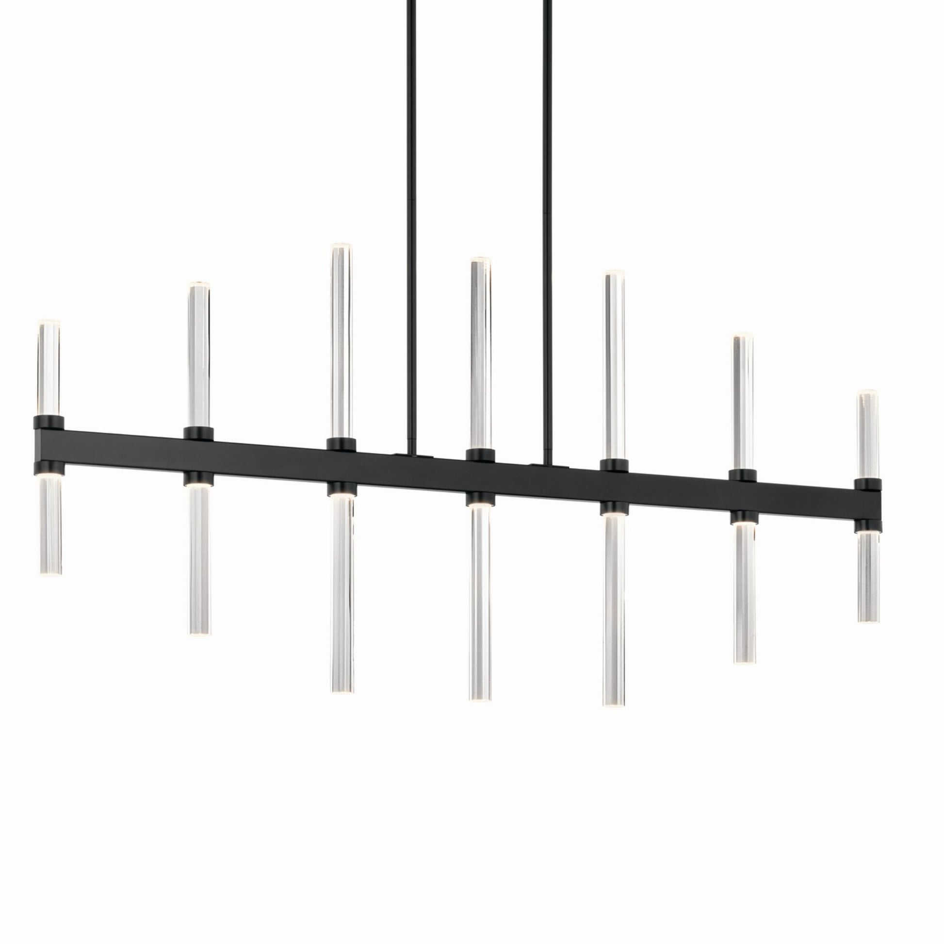 Sycara 48" LED Linear Chandelier, Black Finish - Bees Lighting