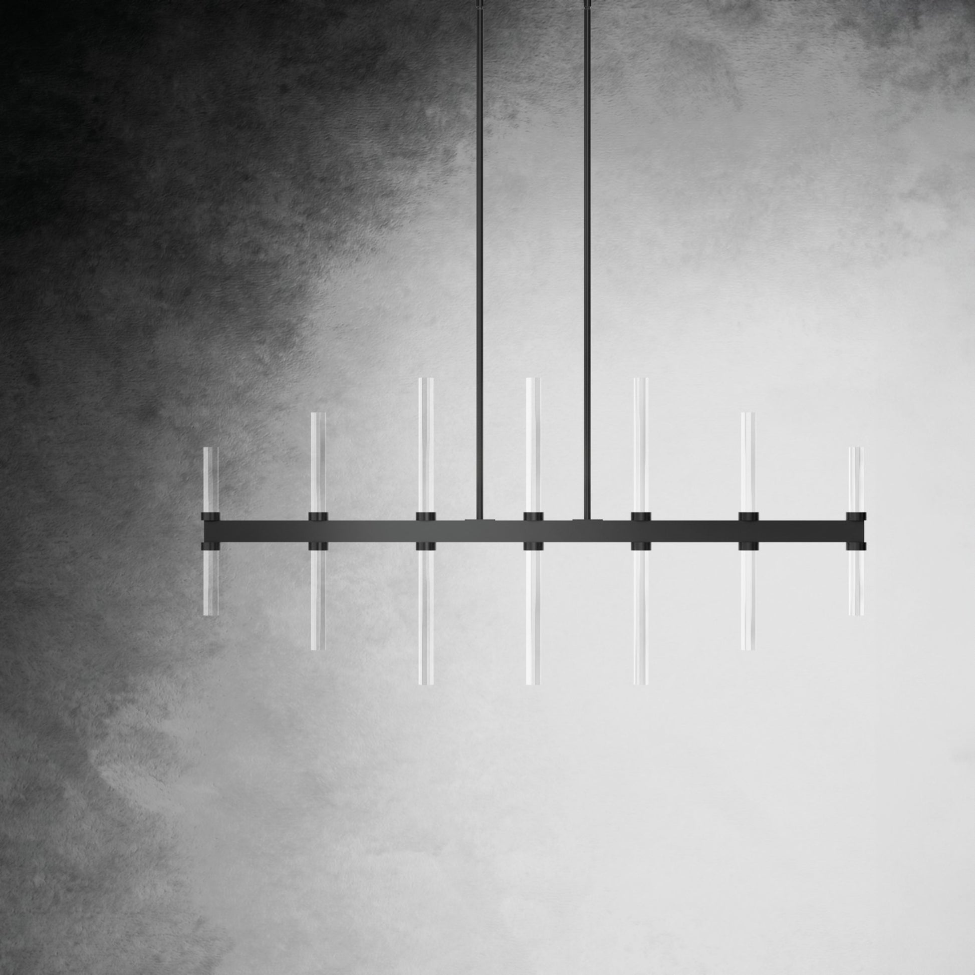 Sycara 48" LED Linear Chandelier, Black Finish - Bees Lighting