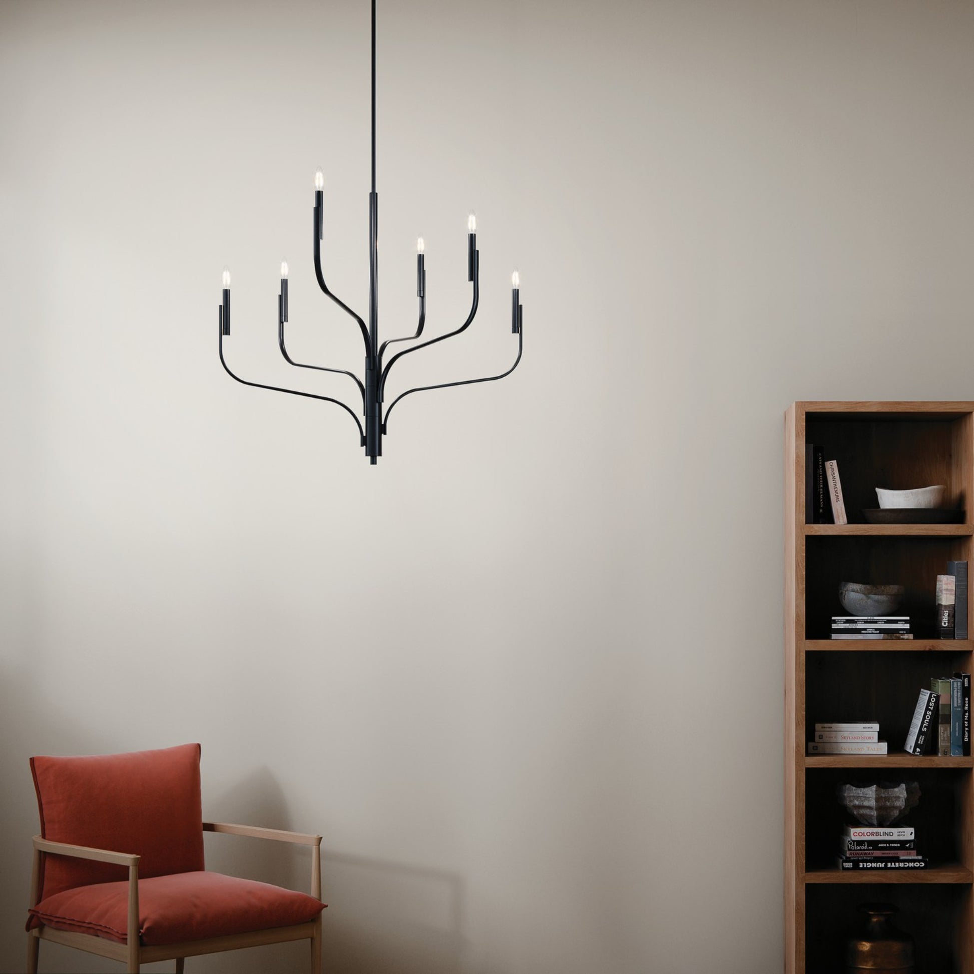 Livadia 36" 6-Light Chandelier, Black Finish - Bees Lighting