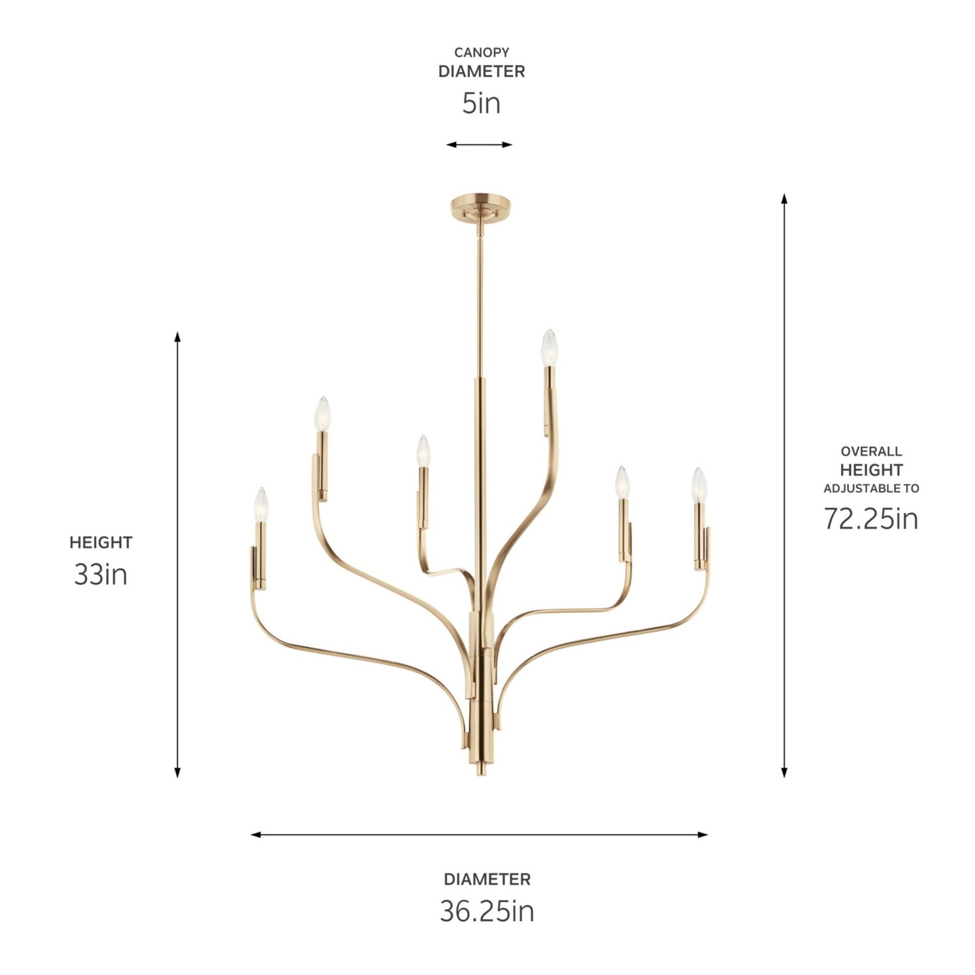 Livadia 36" 6-Light Chandelier, Champagne Bronze Finish - Bees Lighting