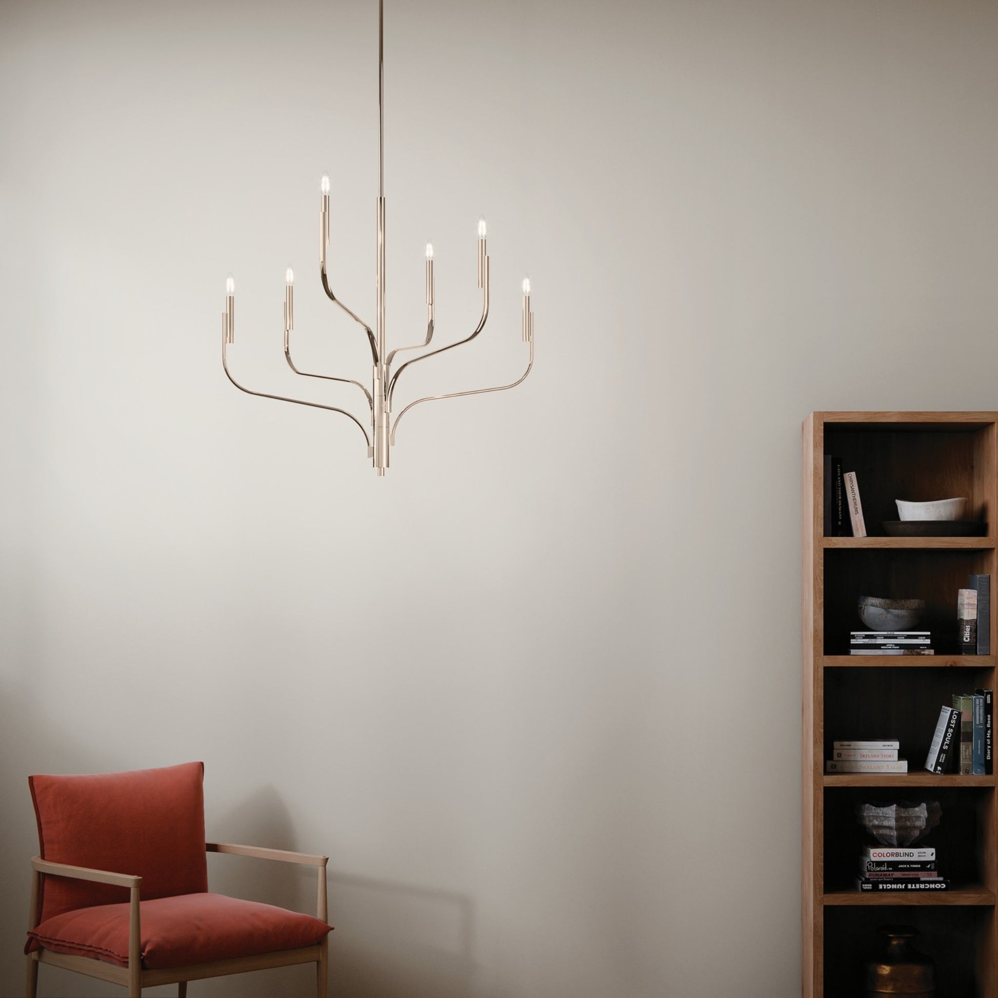 Livadia 36" 6-Light Chandelier, Polished Nickel Finish - Bees Lighting