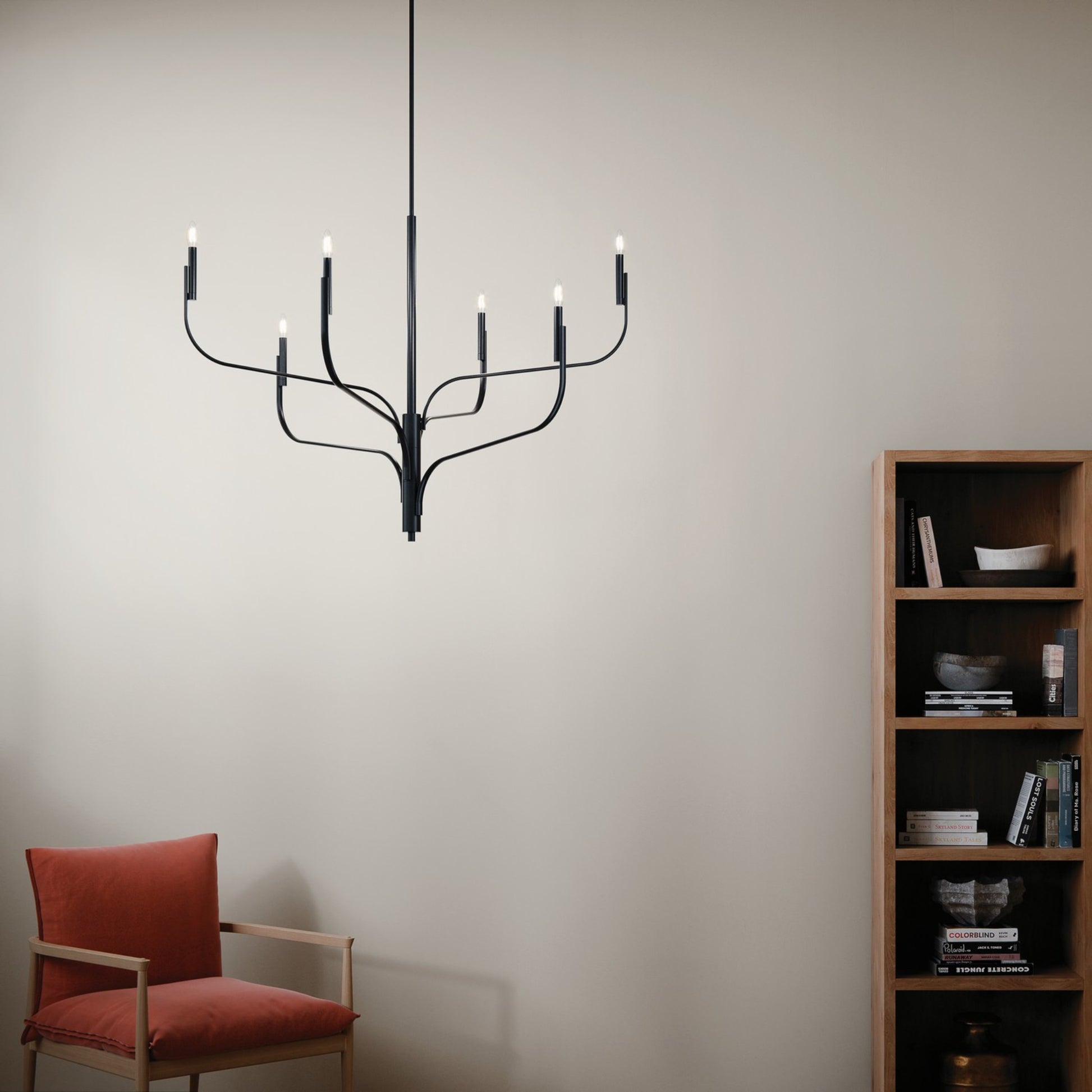 Livadia 47" 6-Light Chandelier, Black Finish - Bees Lighting