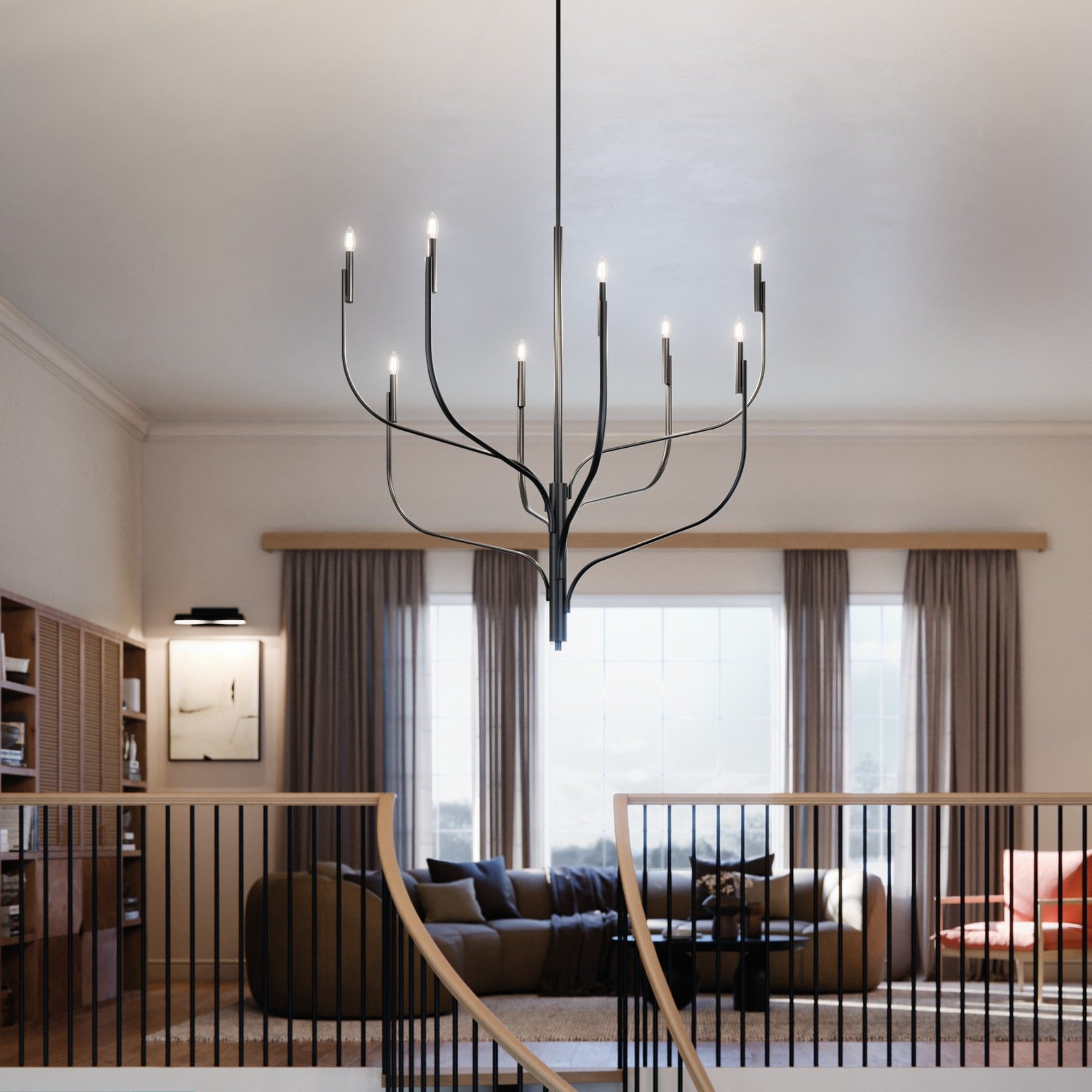 Livadia 48" 8-Light Chandelier, Black Finish - Bees Lighting