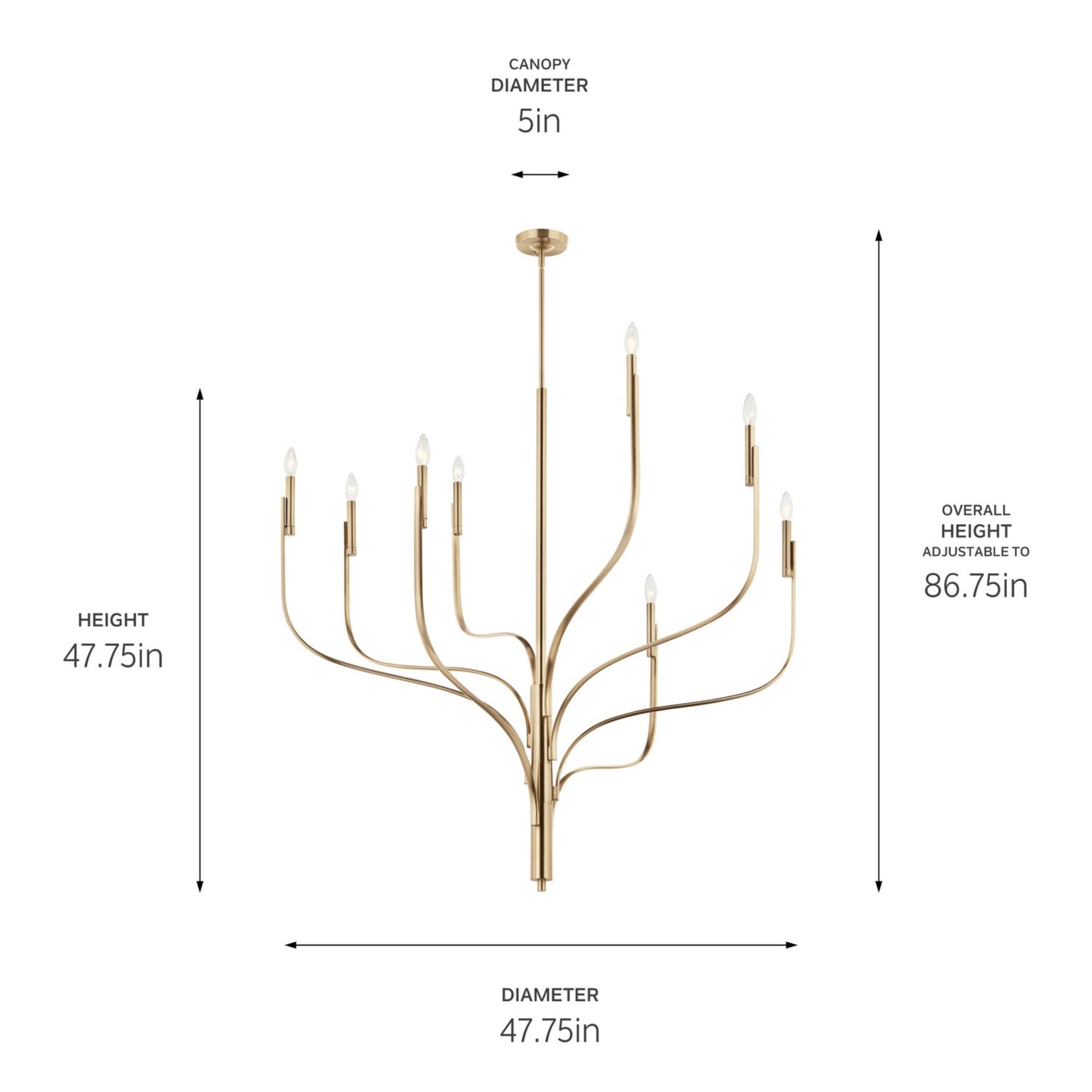 Livadia 48" 8-Light Chandelier, Champagne Bronze Finish - Bees Lighting