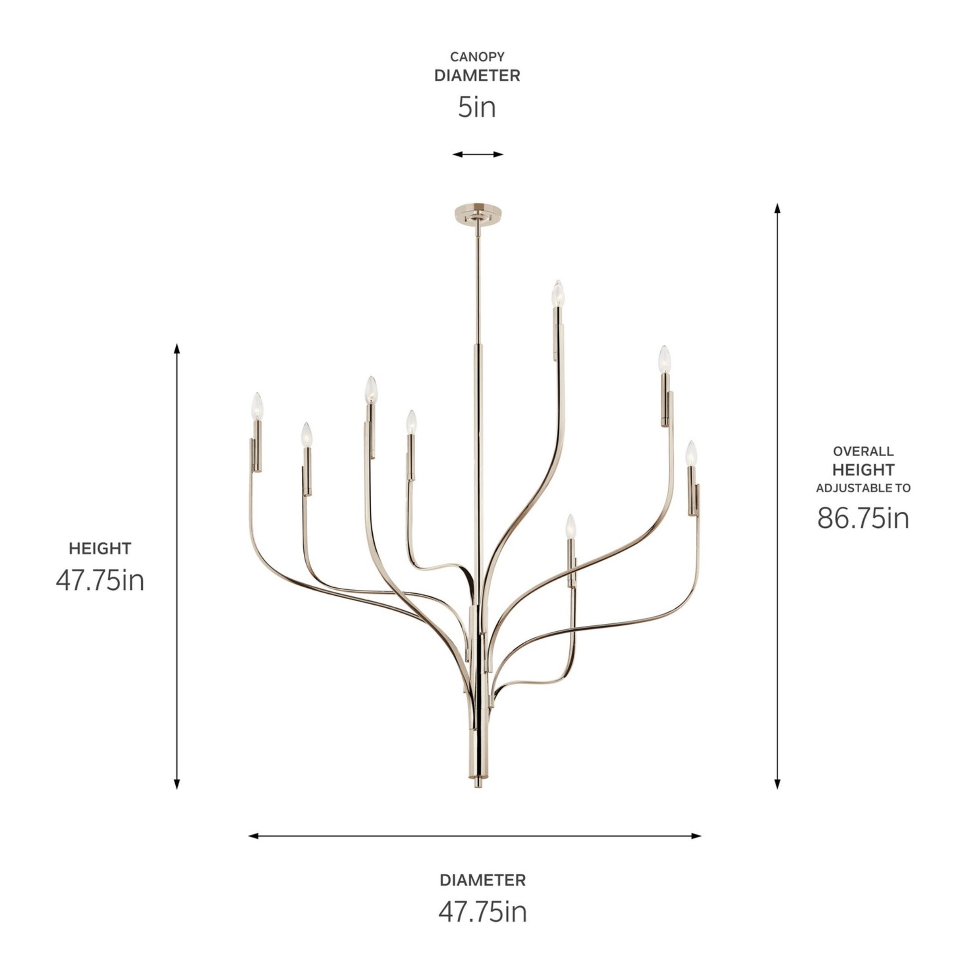 Livadia 48" 8-Light Chandelier, Polished Nickel Finish - Bees Lighting