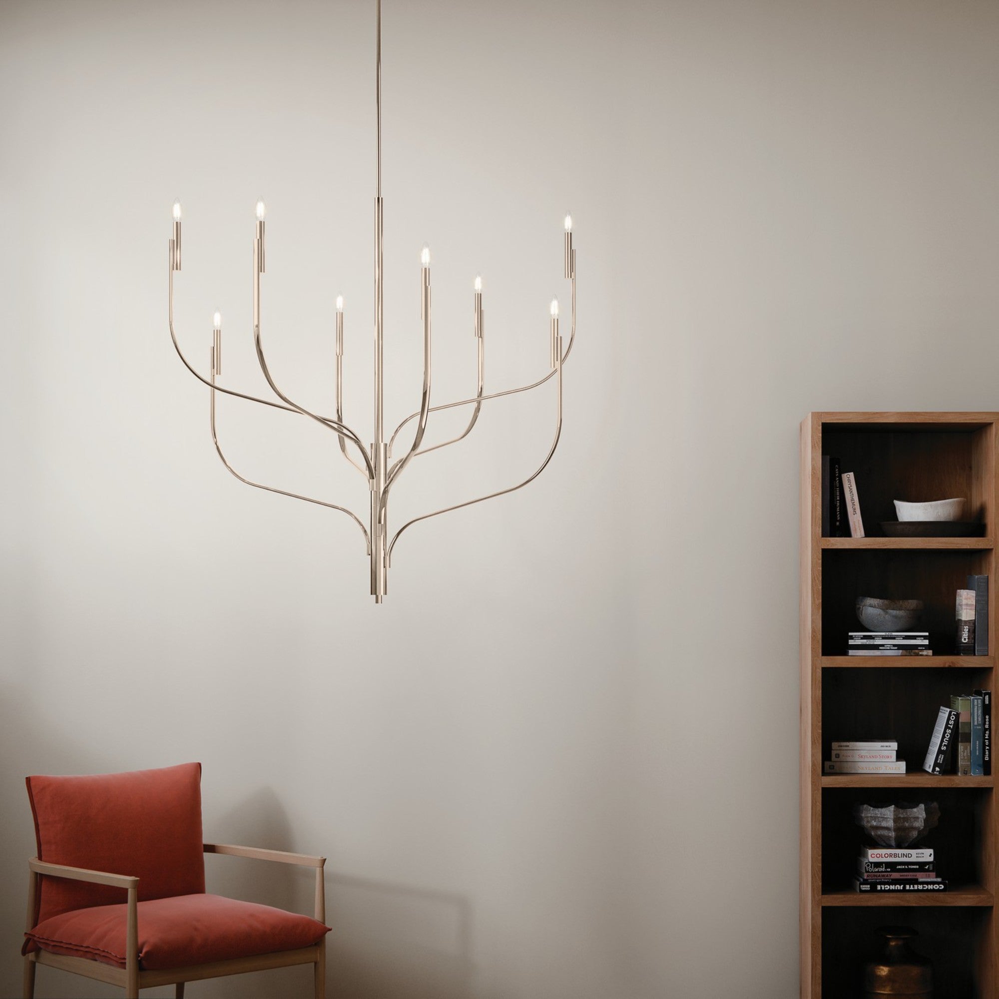 Livadia 48" 8-Light Chandelier, Polished Nickel Finish - Bees Lighting