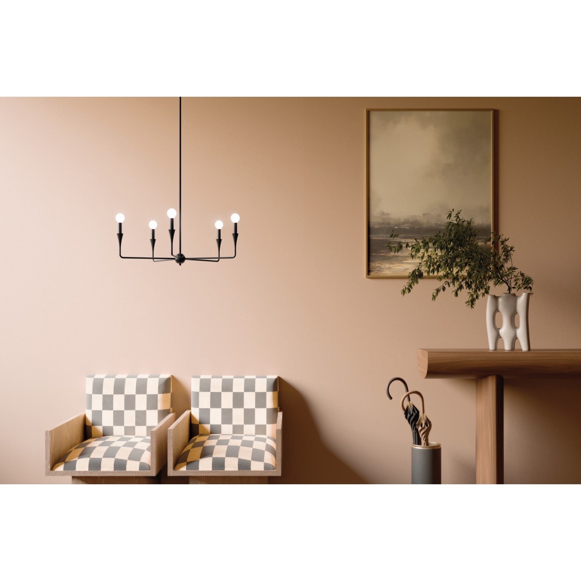 Alvaro 30" 5-Light Chandelier, Black Finish - Bees Lighting