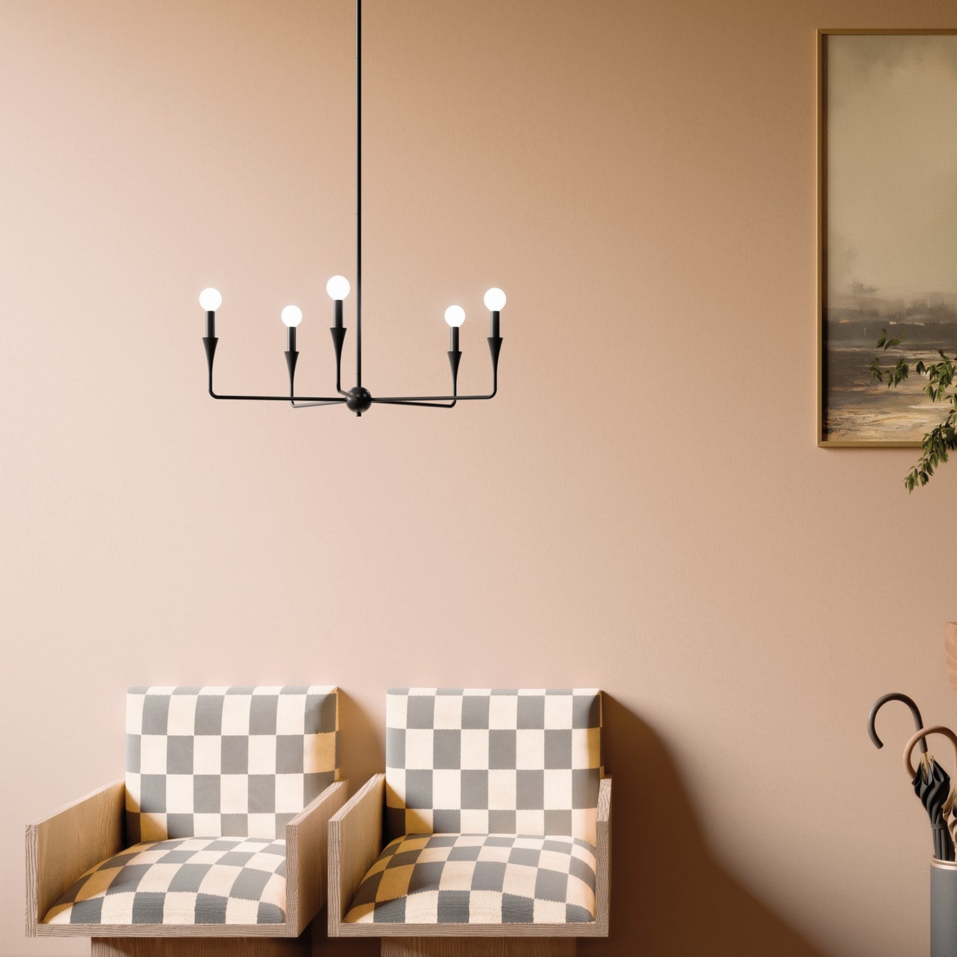 Alvaro 30" 5-Light Chandelier, Black Finish - Bees Lighting