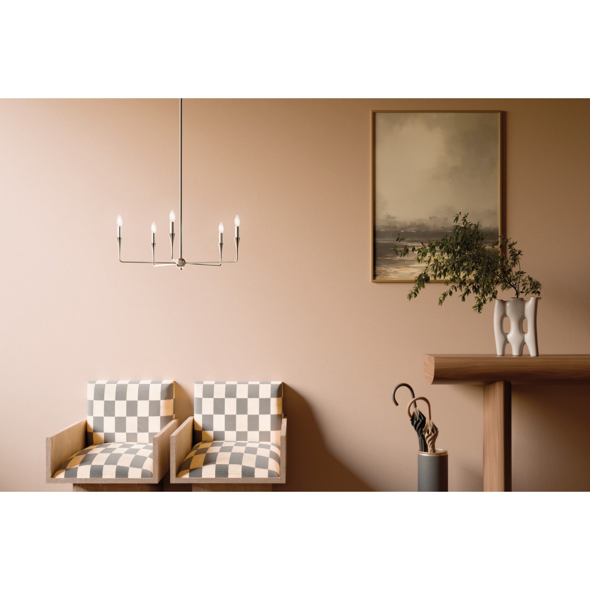 Alvaro 30" 5-Light Chandelier, Polished Nickel Finish - Bees Lighting